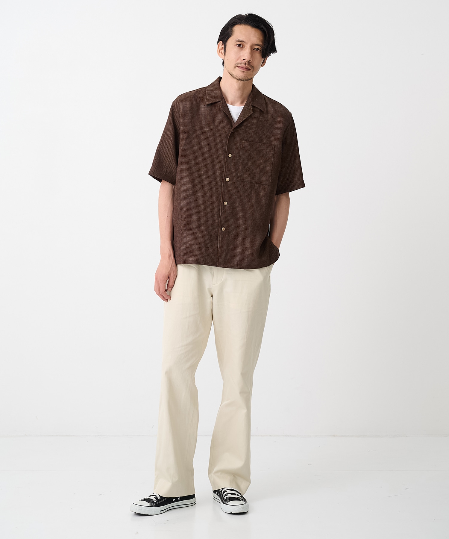 【イレニサ】別注SUMMER TWEED OPEN COLLAR SHIRT IRENISA