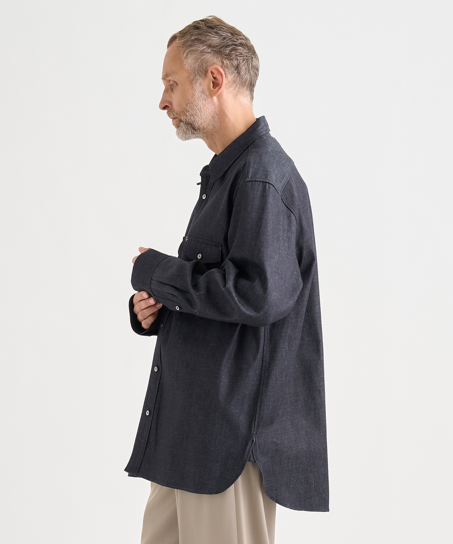 別注DENIM RELAX FIT DOUBLE POCKET SHIRT IRENISA