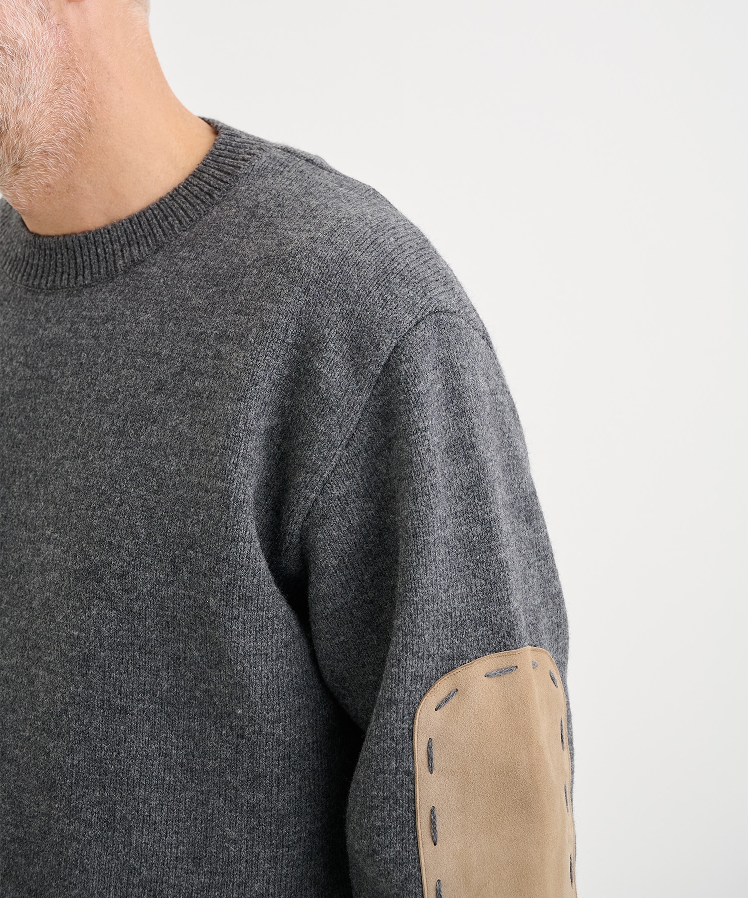 Suede Leather Elbow Patch Sweater YOKE