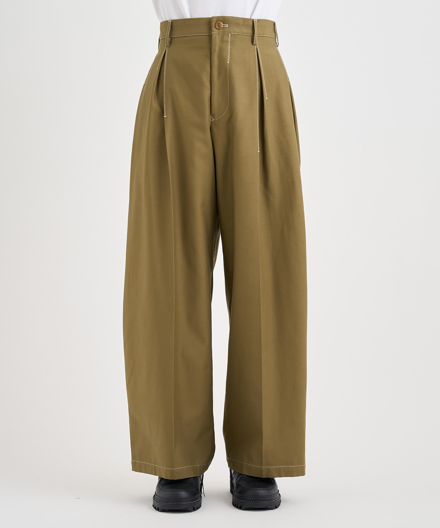 Tuck-detail cotton pants KHOKI