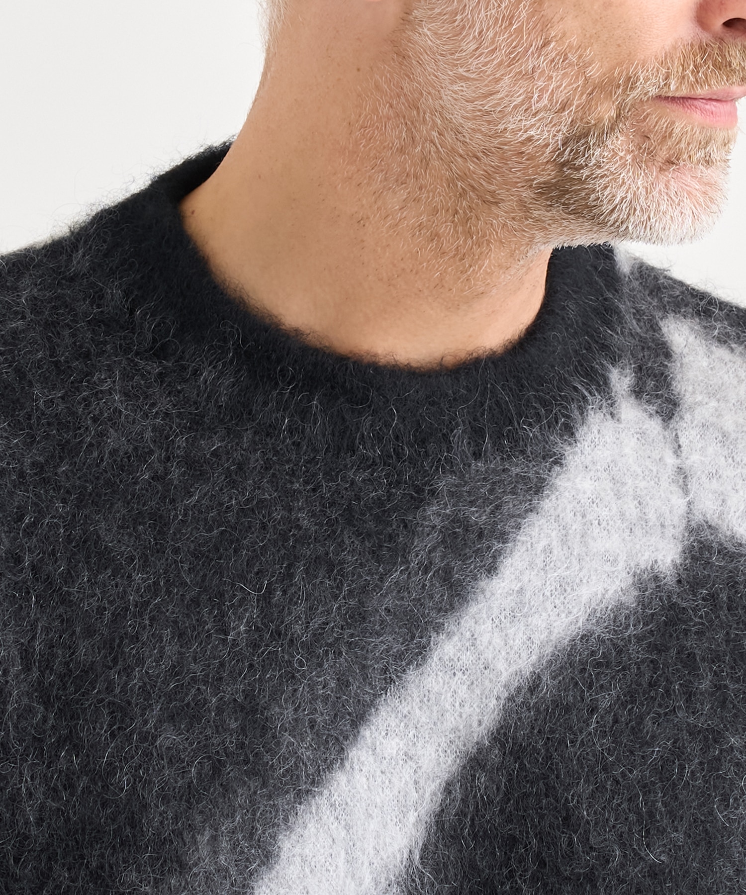 Kid Mohair Jacqurad Sweater BLUR YOKE