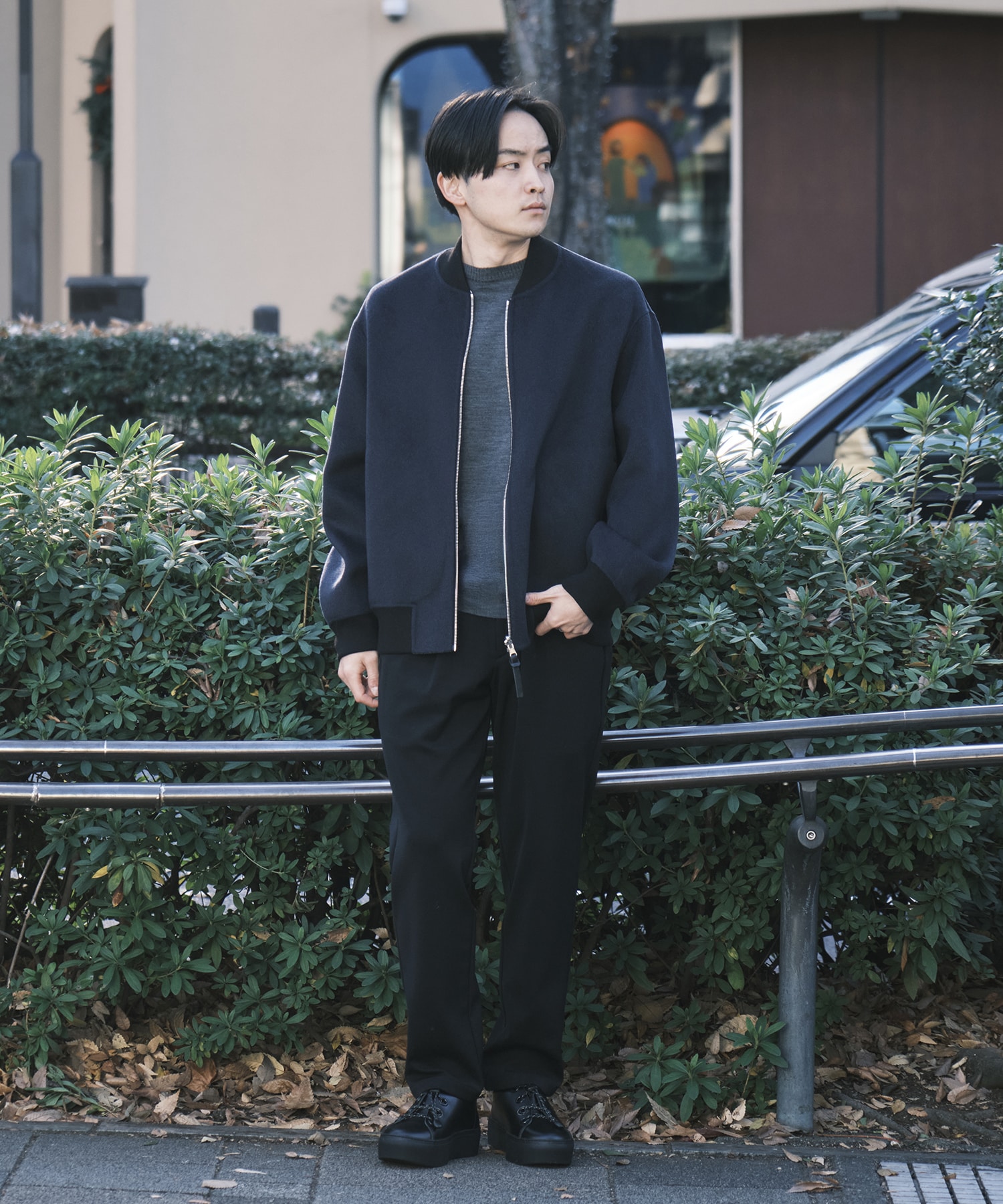 Washable Super180s Strech Ponch Tapered Pants THE TOKYO