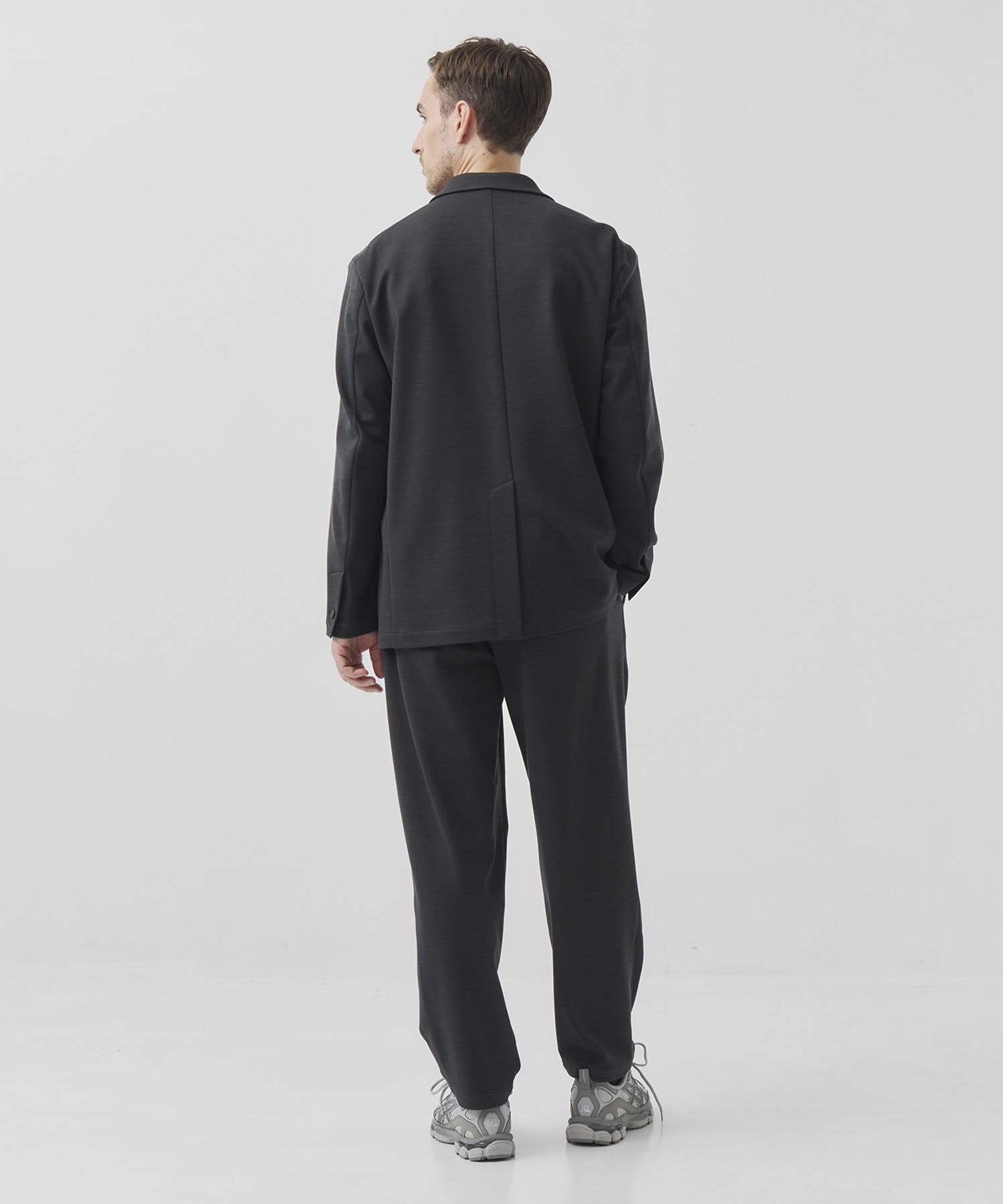 Washable Super180s Strech Ponch Wide Tapered Pants THE TOKYO