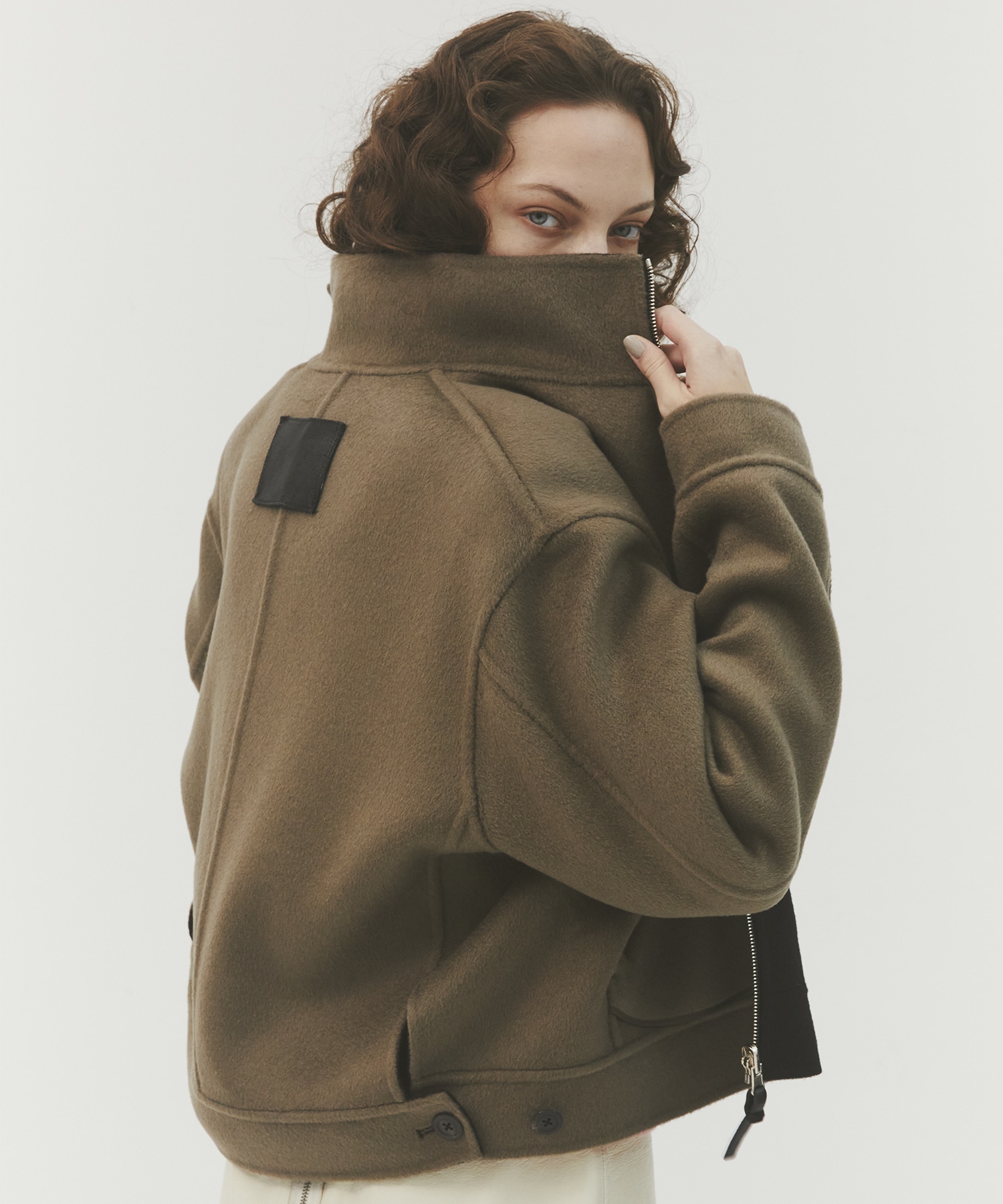 CASHMERE REVERSIBLE STAND ZIP BLOUSON 