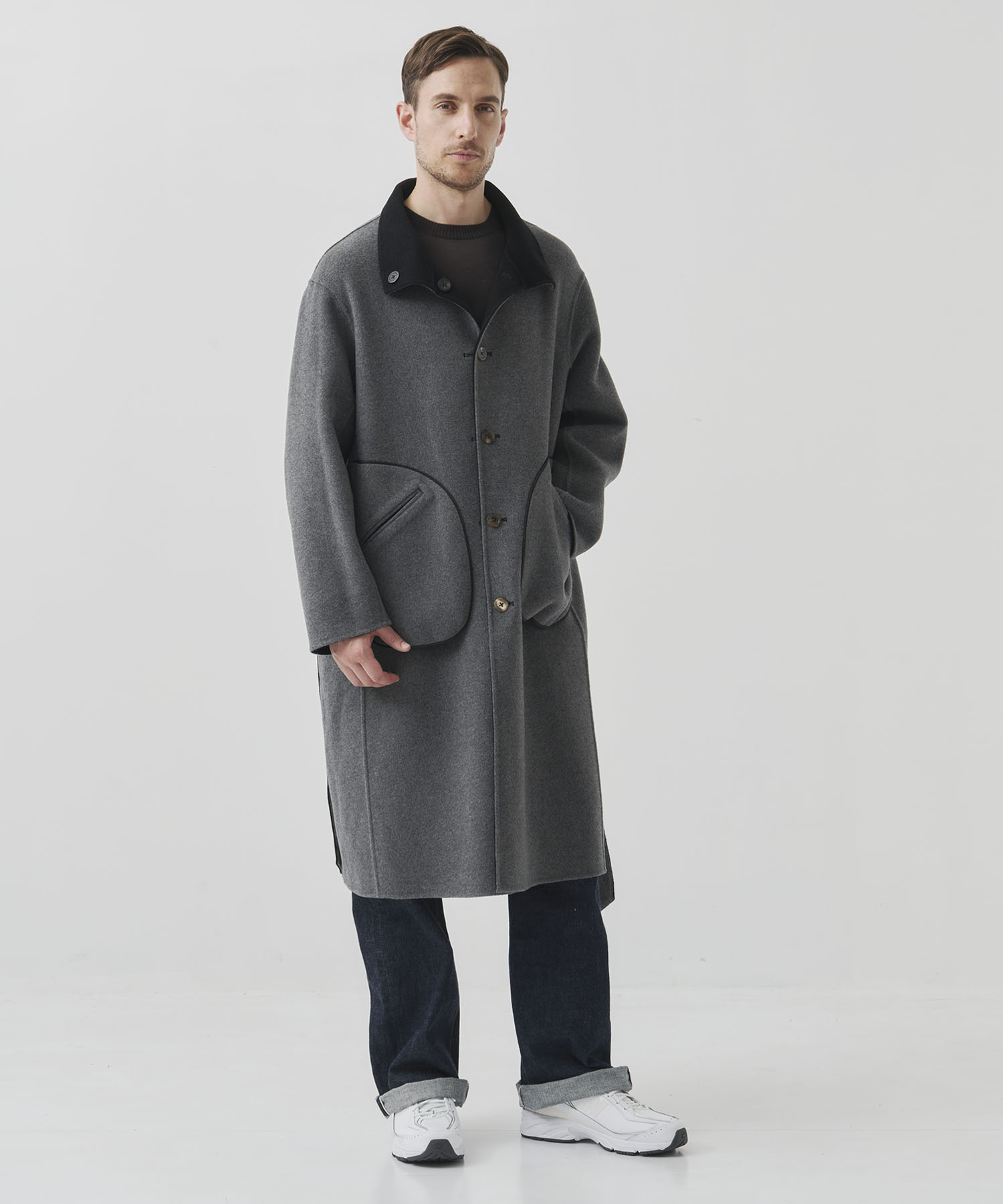 CASHMERE/SILK/WOOL STAND OVER COAT CASHMERE CASHMERE