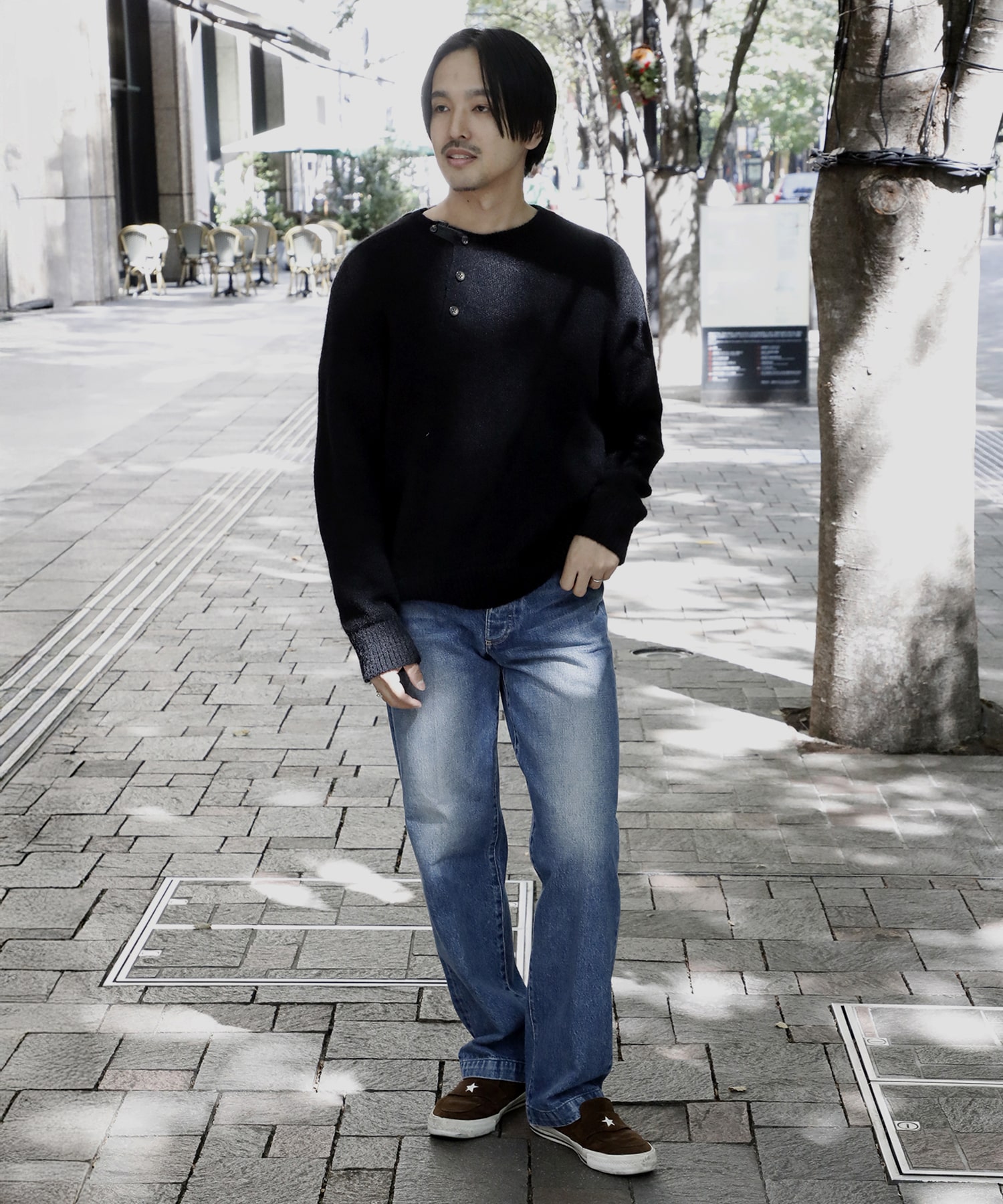 【イレニサ】別注LEATHER ELBOW PATCH MOHAIR KNIT PO IRENISA