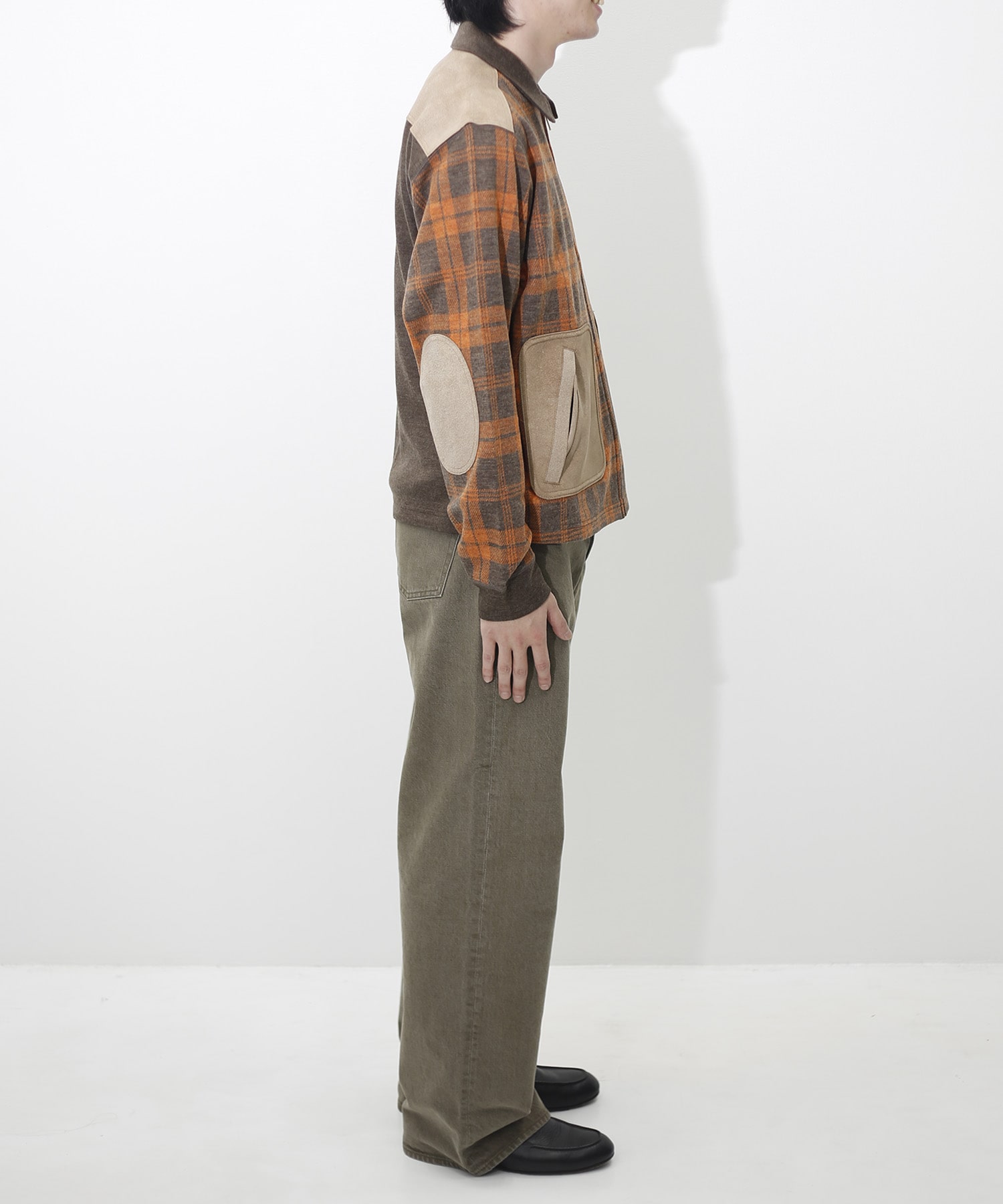 WR-T014-051 Wool Check×Wool Smooth×Cow Zip Blouson JUNYA WATANABE MAN