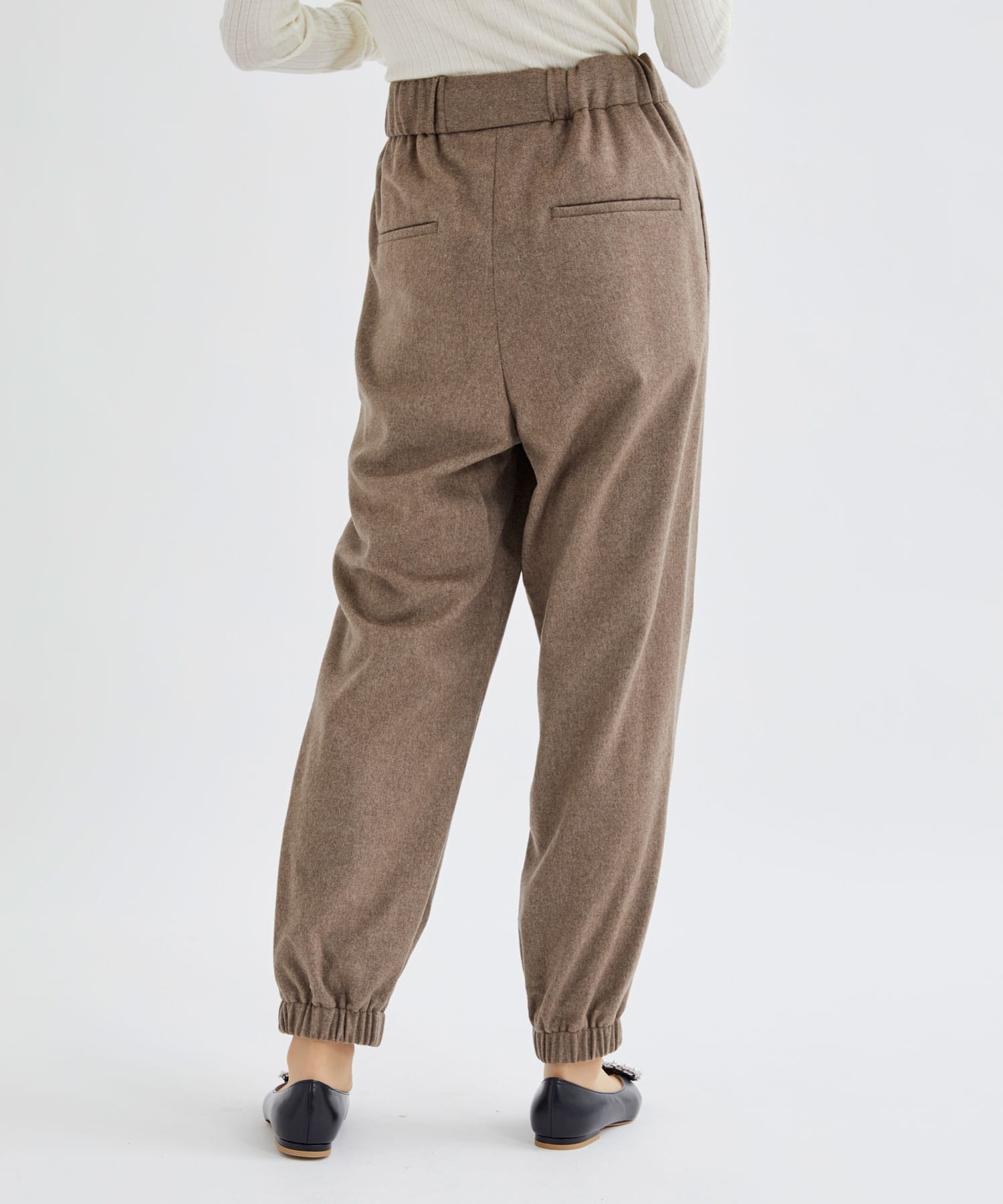 CASHMERE MELTON LIGHT BEAVER EASY PANTS(2 BEIGE): ATON: WOMEN｜THE