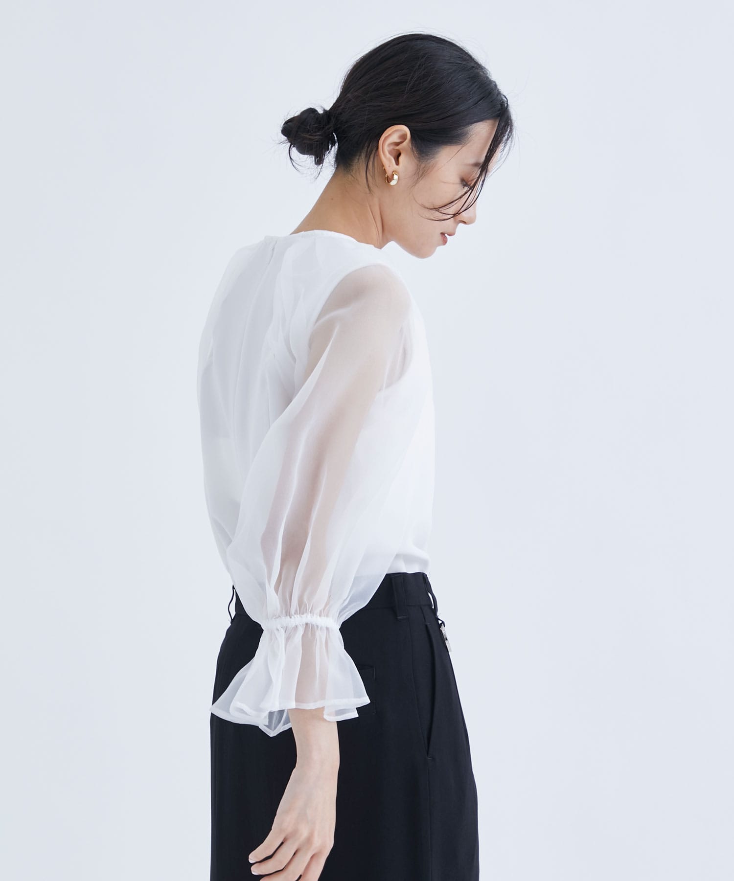 Sheer Sleeve blouse(0 WHITE): THE PERMANENT EYE: WOMEN｜THE TOKYO 