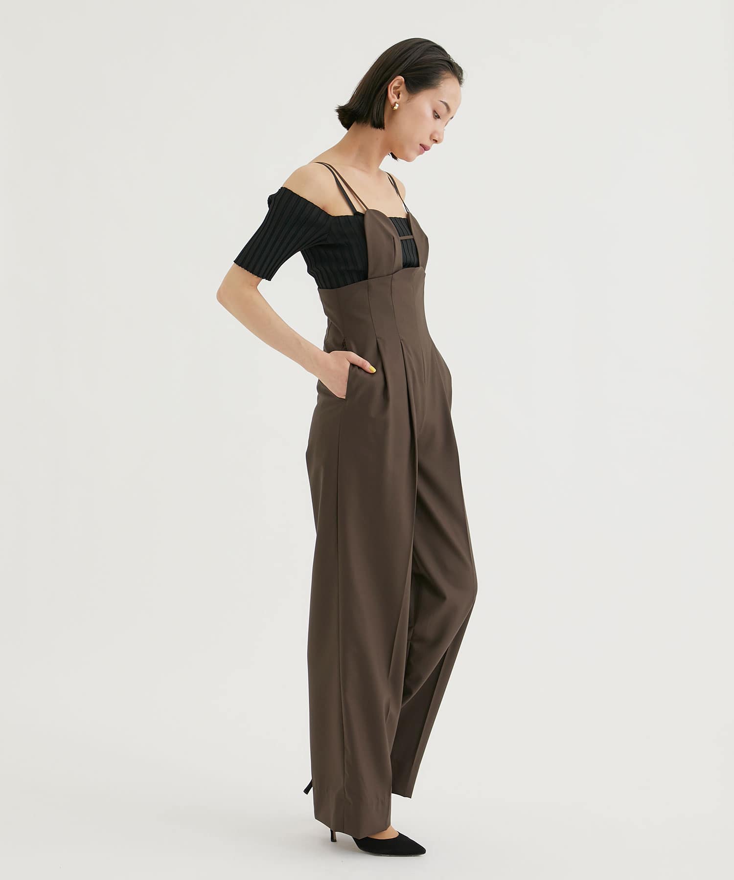 fetico】23SS 2WAY BRA JUMPSUIT / brown 1-