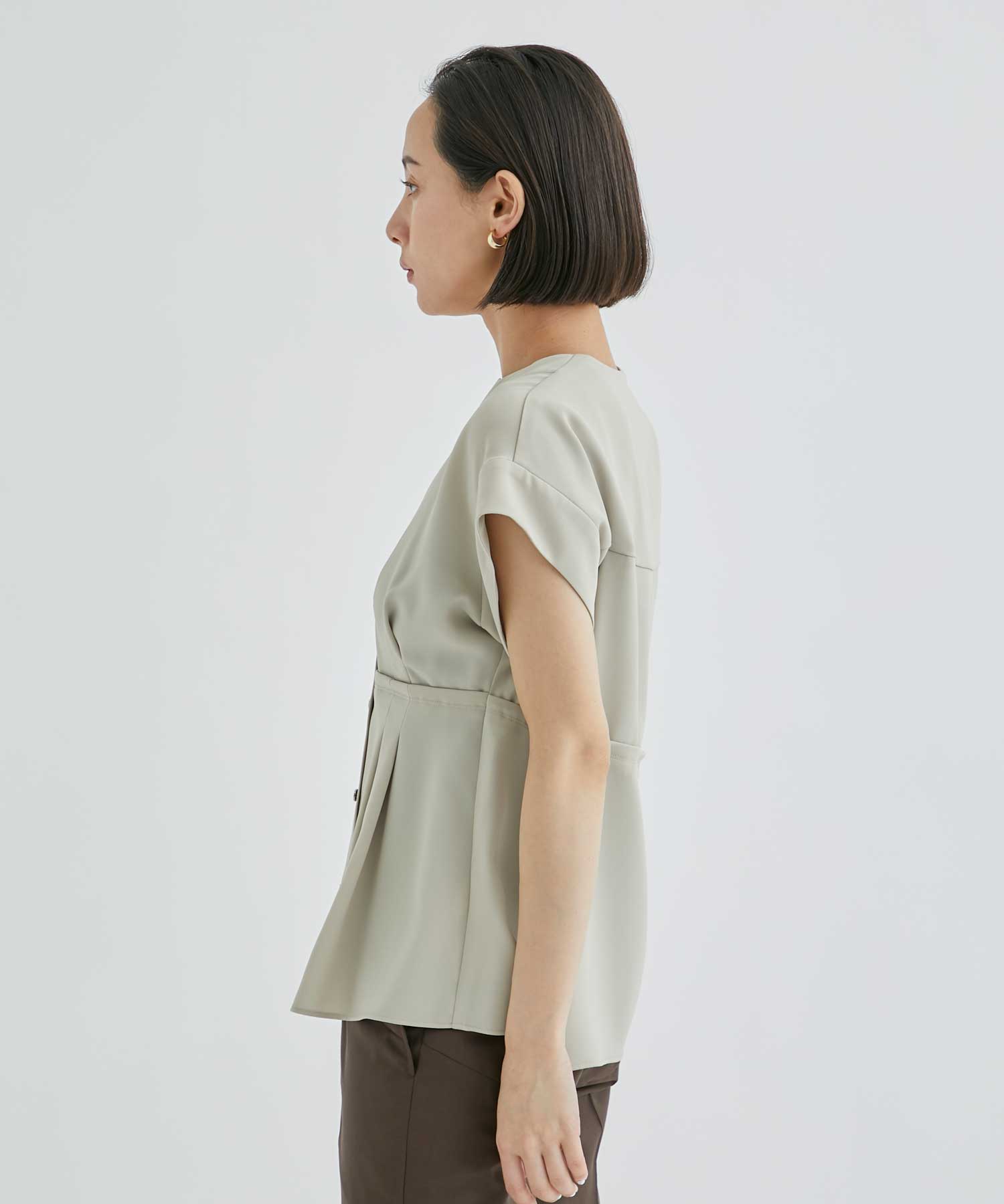 V neck tuck peplum blouse(0 BEIGE): THE PERMANENT EYE: WOMEN｜THE