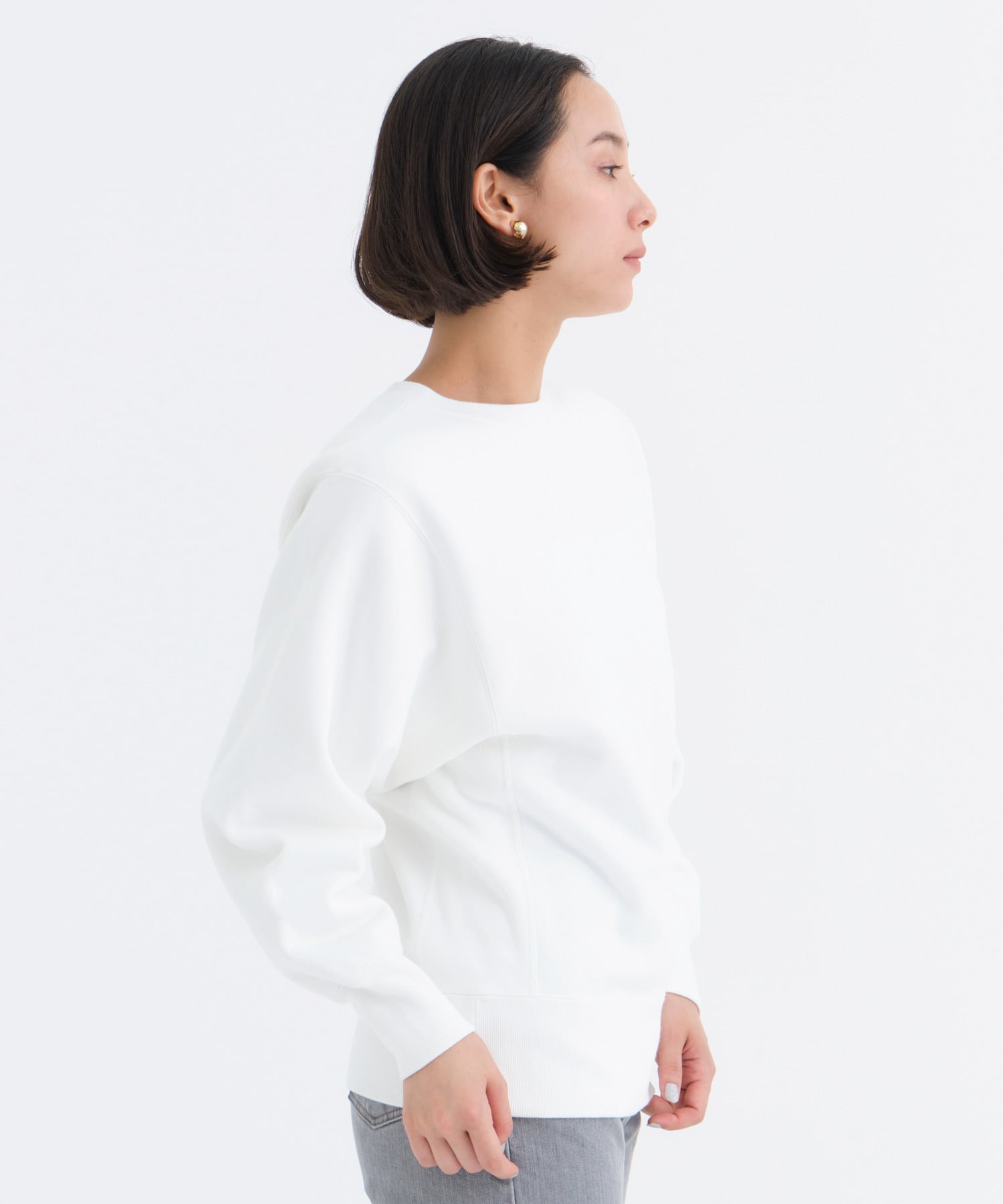 スビンコットン 吊裏毛起毛 クルーネックスウェットシャツ(2 OFF WHITE