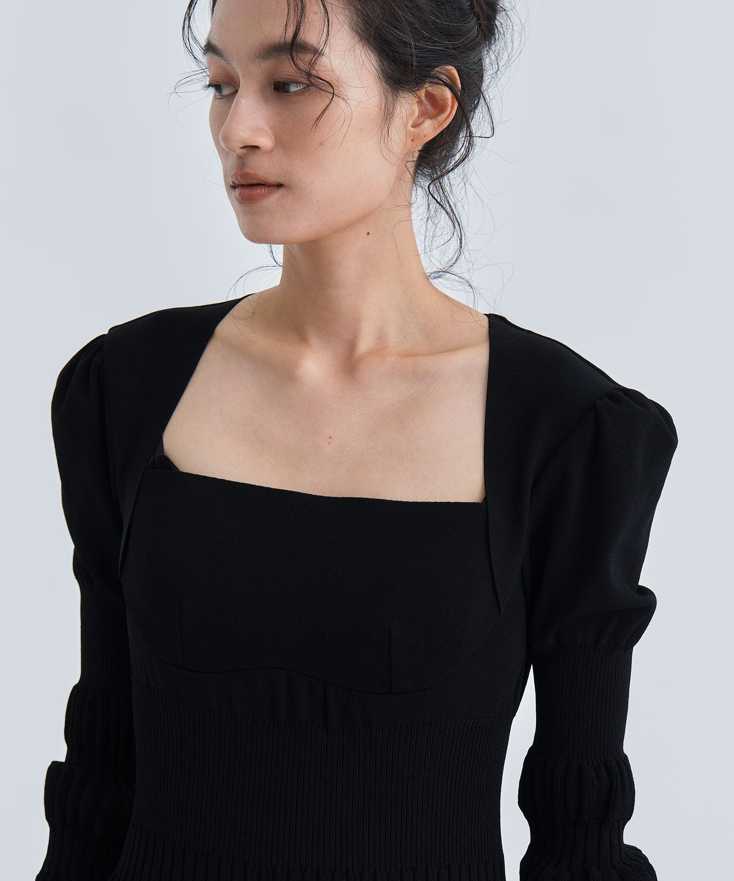 STRIPE KNIT MIDI DRESS(1 BLACK): FETICO: WOMEN｜THE TOKYO ONLINE STORE