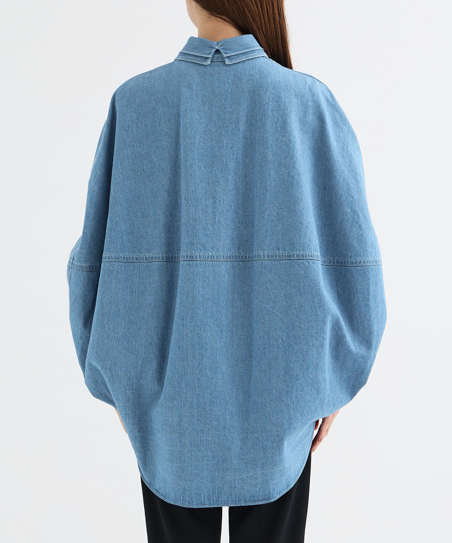 cape-effect washed denim moon shape shirt-jacket GURTWEIN