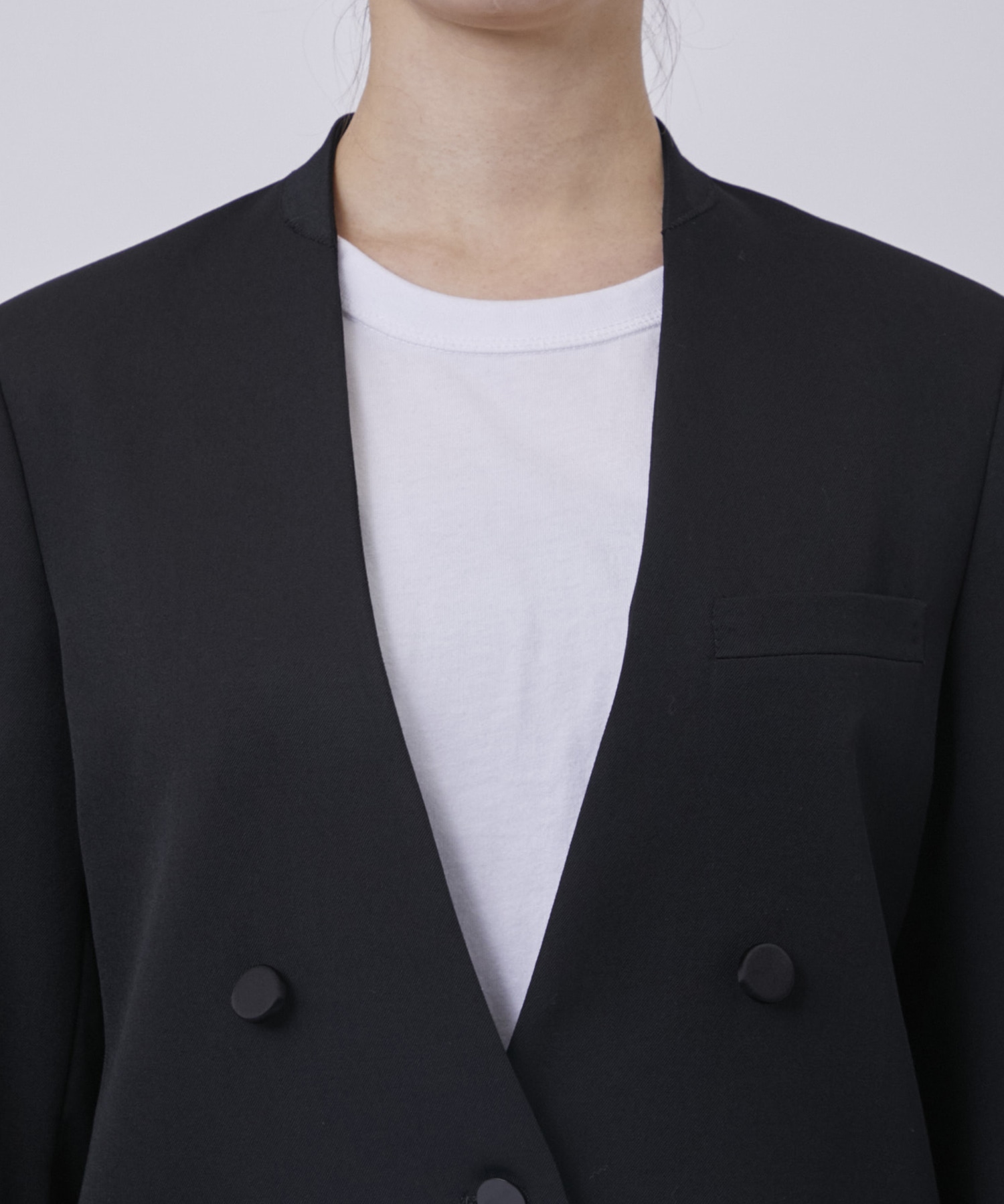 BLACK FORMAL NO COLLAR JACKET CINOH