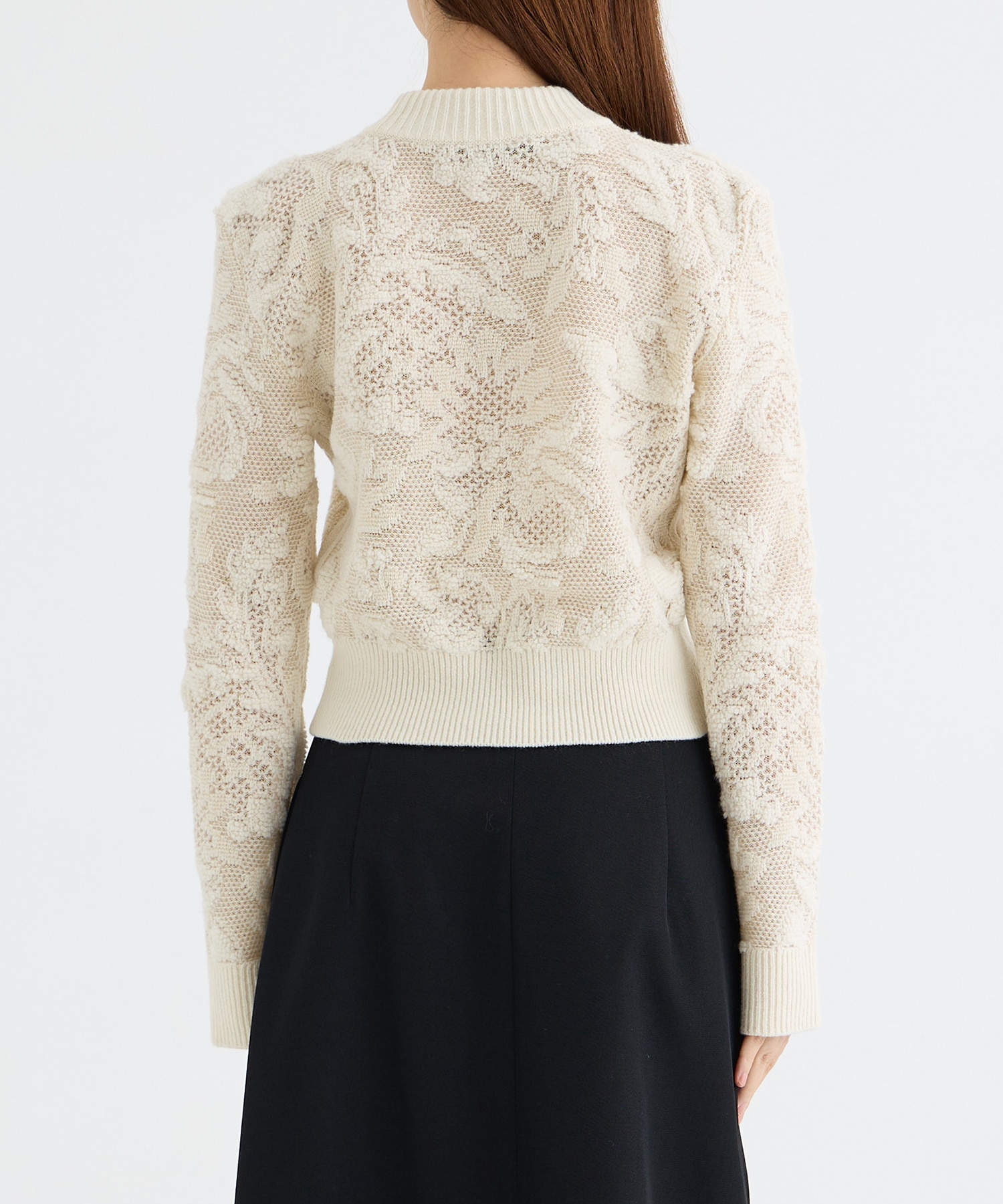 SQUARE SHOULDER LACE JACQUARD SWEATER PHOTOCOPIEU