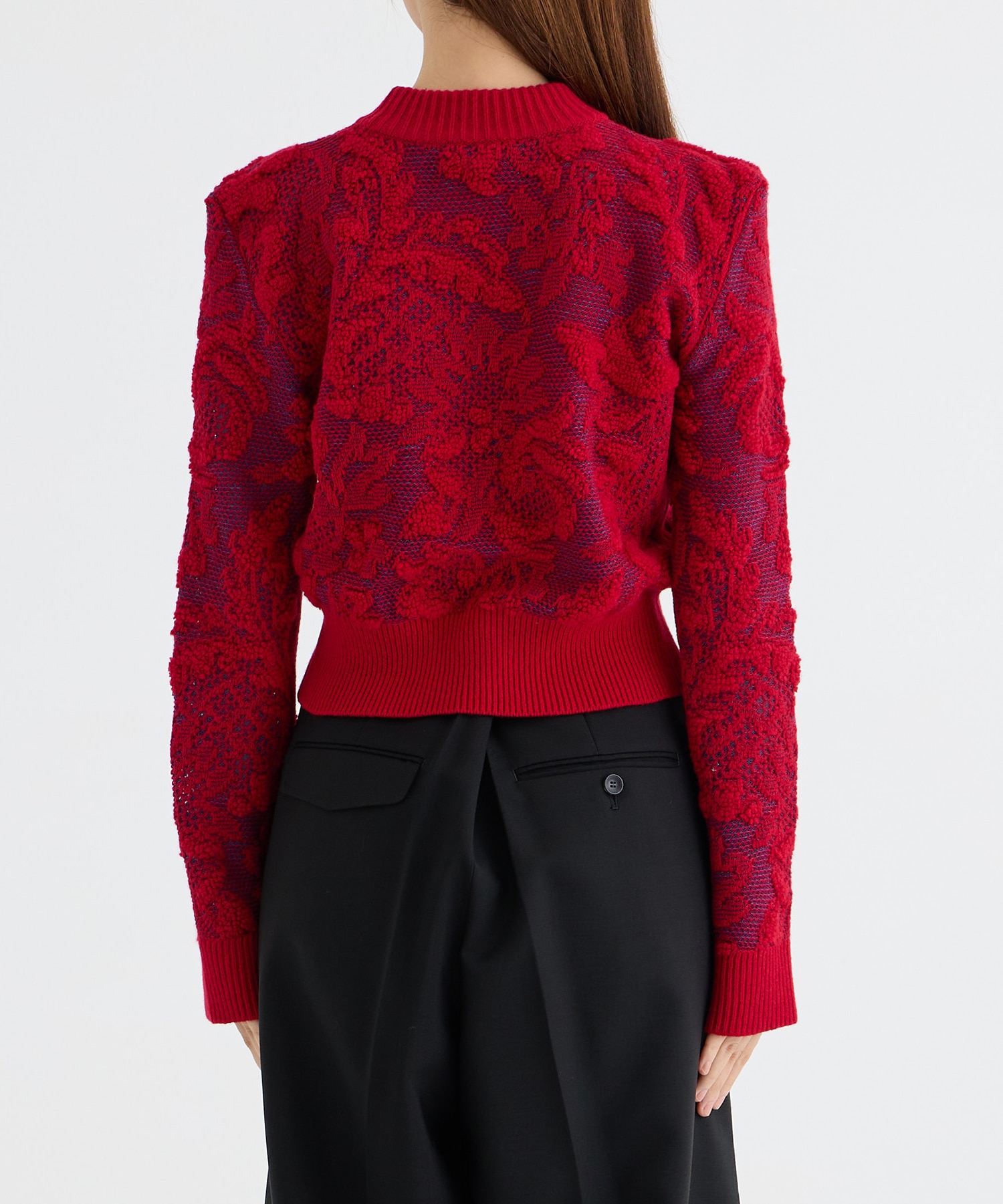 SQUARE SHOULDER LACE JACQUARD SWEATER PHOTOCOPIEU