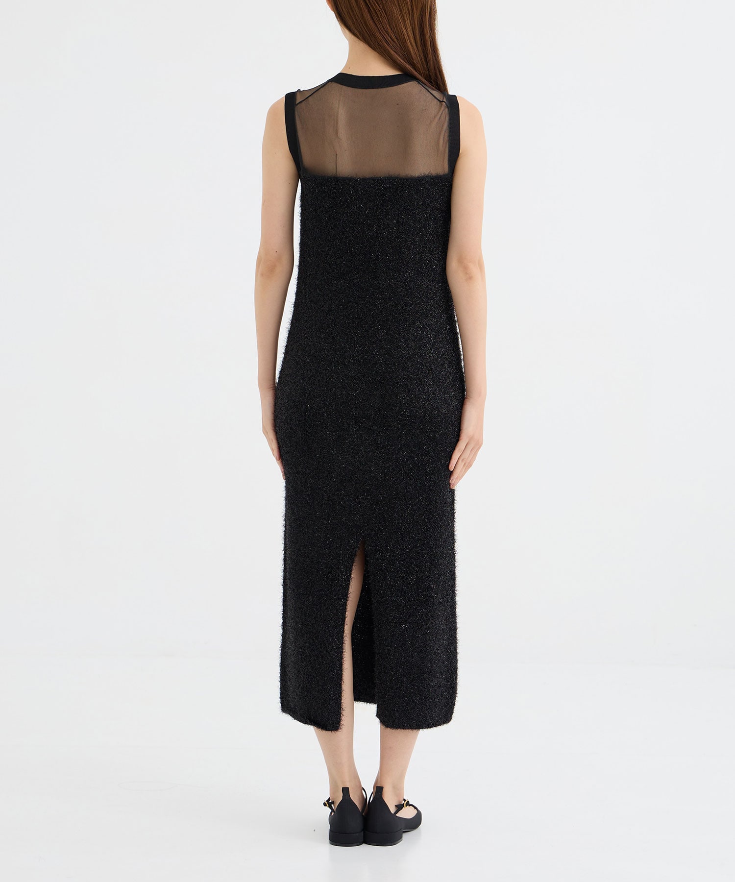 SLEEVELESS KNIT DRESS BLACK CINOH