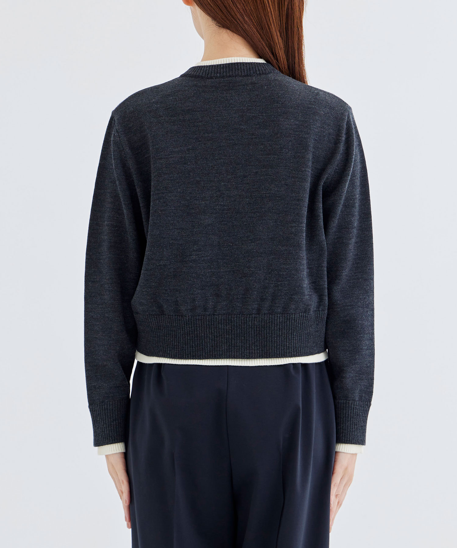 WASHABLE WOOL BICOLOR KNIT CARDIGAN THE TOKYO