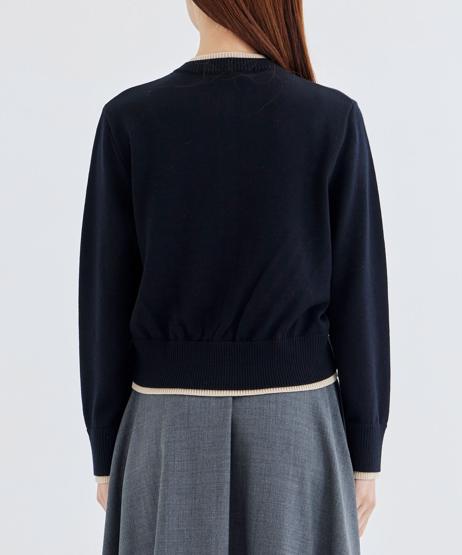 WASHABLE WOOL BICOLOR KNIT CARDIGAN THE TOKYO