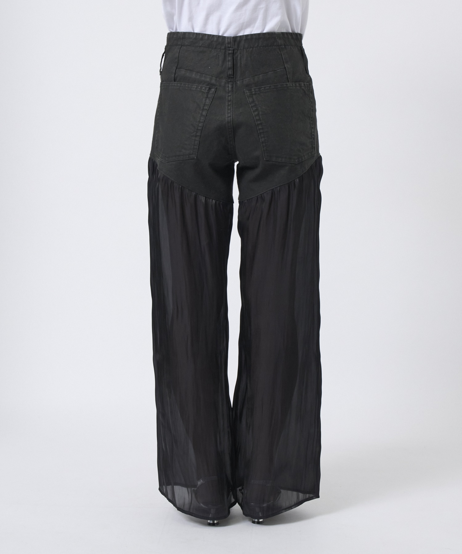 JEAN FLARE PANTS BLACK LEATHER 