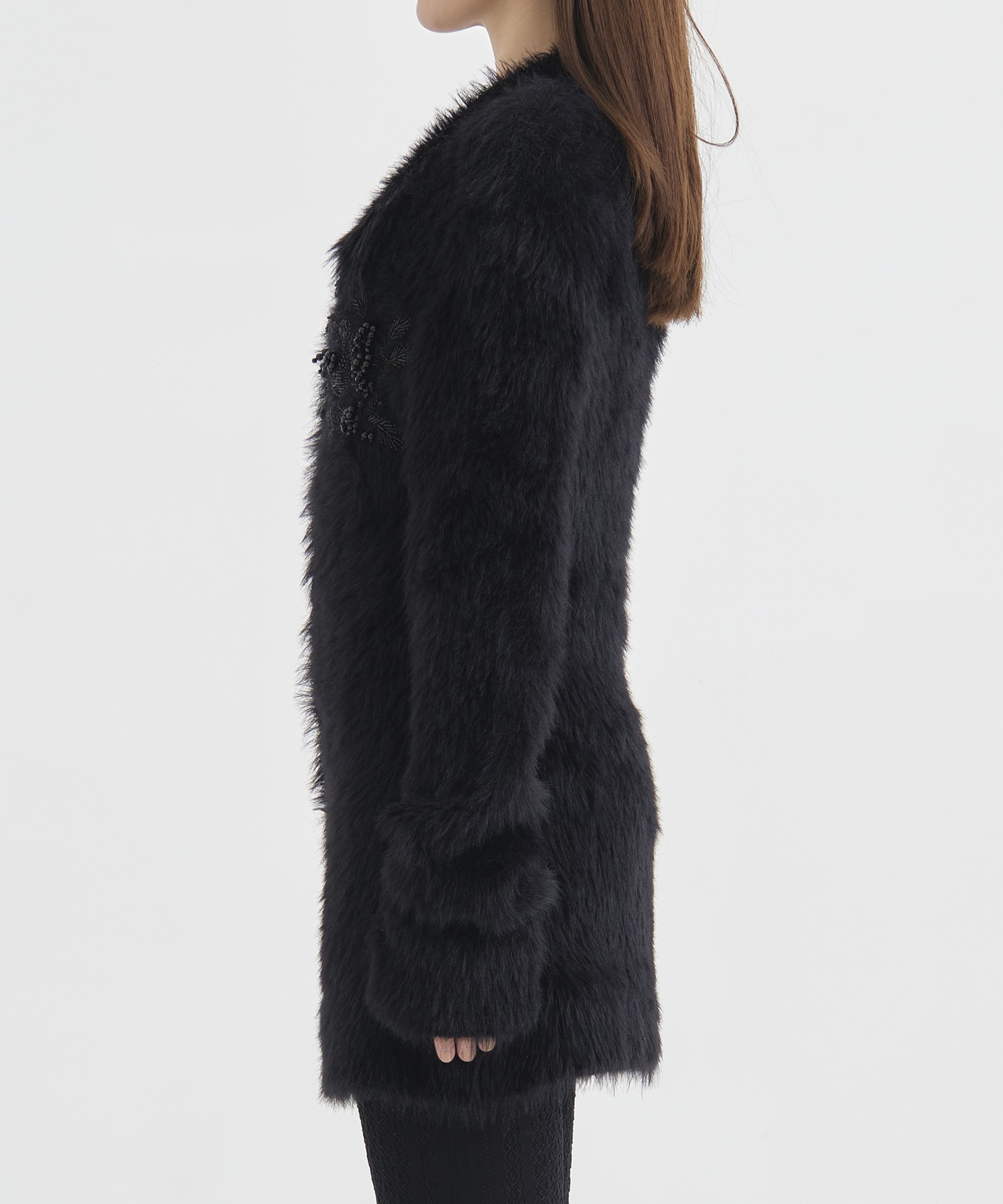 FUR KNIT BEAD EMBROIDERED JACKET FETICO