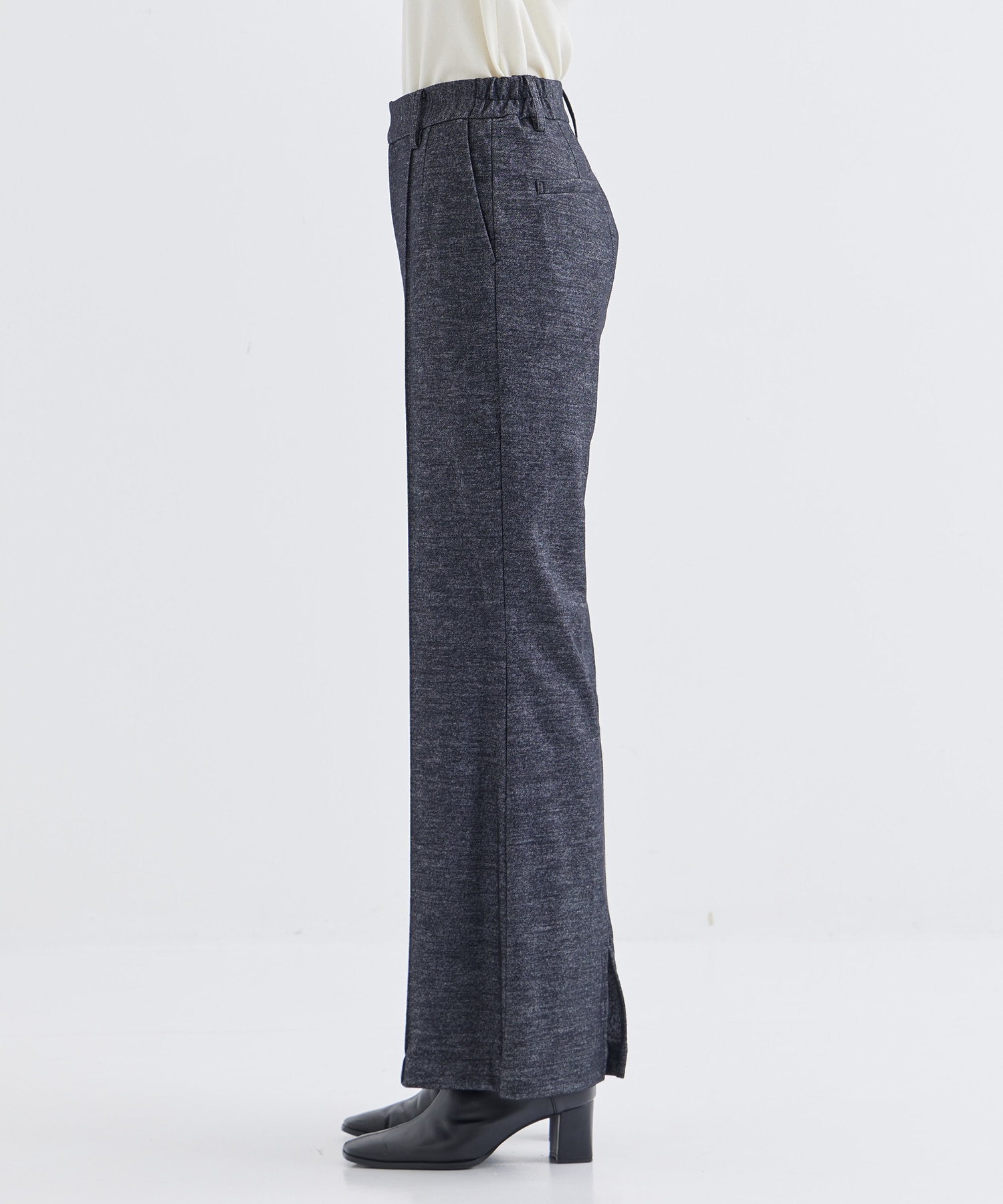 WASHABLE TWEEDY JERSEY SLIM FLARE PANTS THE TOKYO