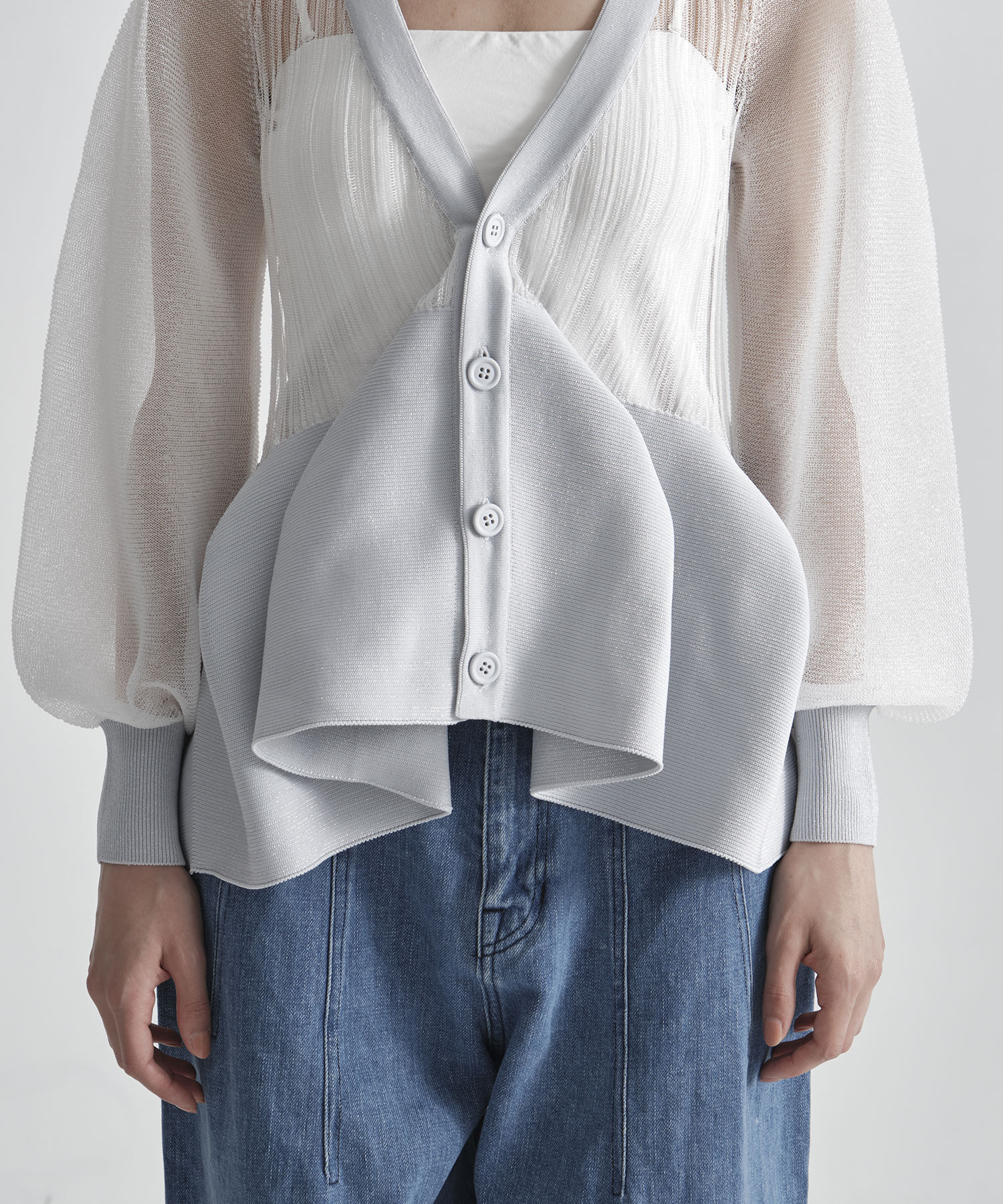 POTTERY LUCENT GLITTER PUFF SLEEVE CARDIGAN CFCL