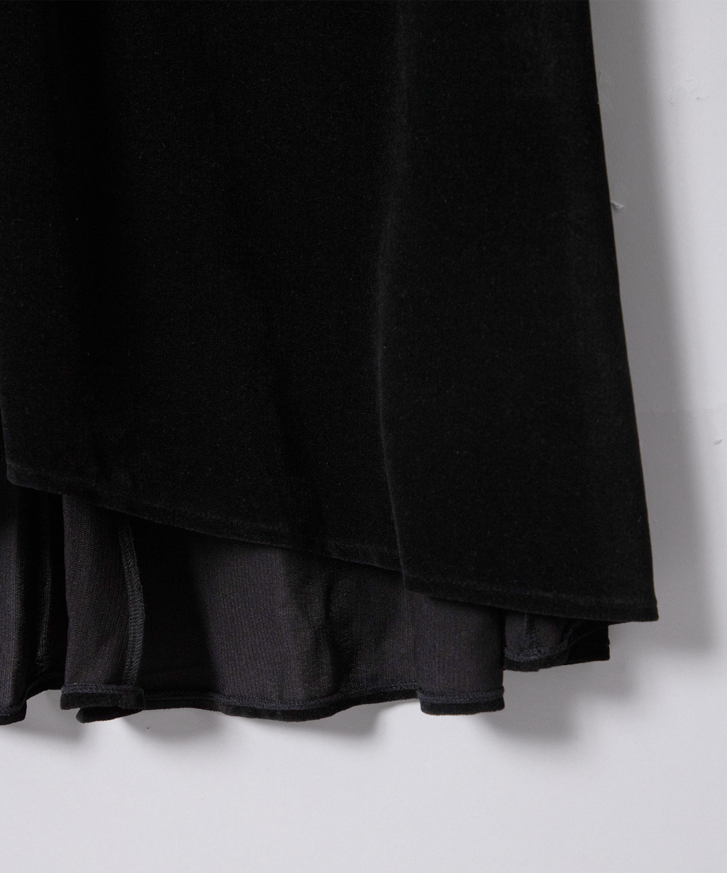 VELVET TULLE GATHERED SKIRT 