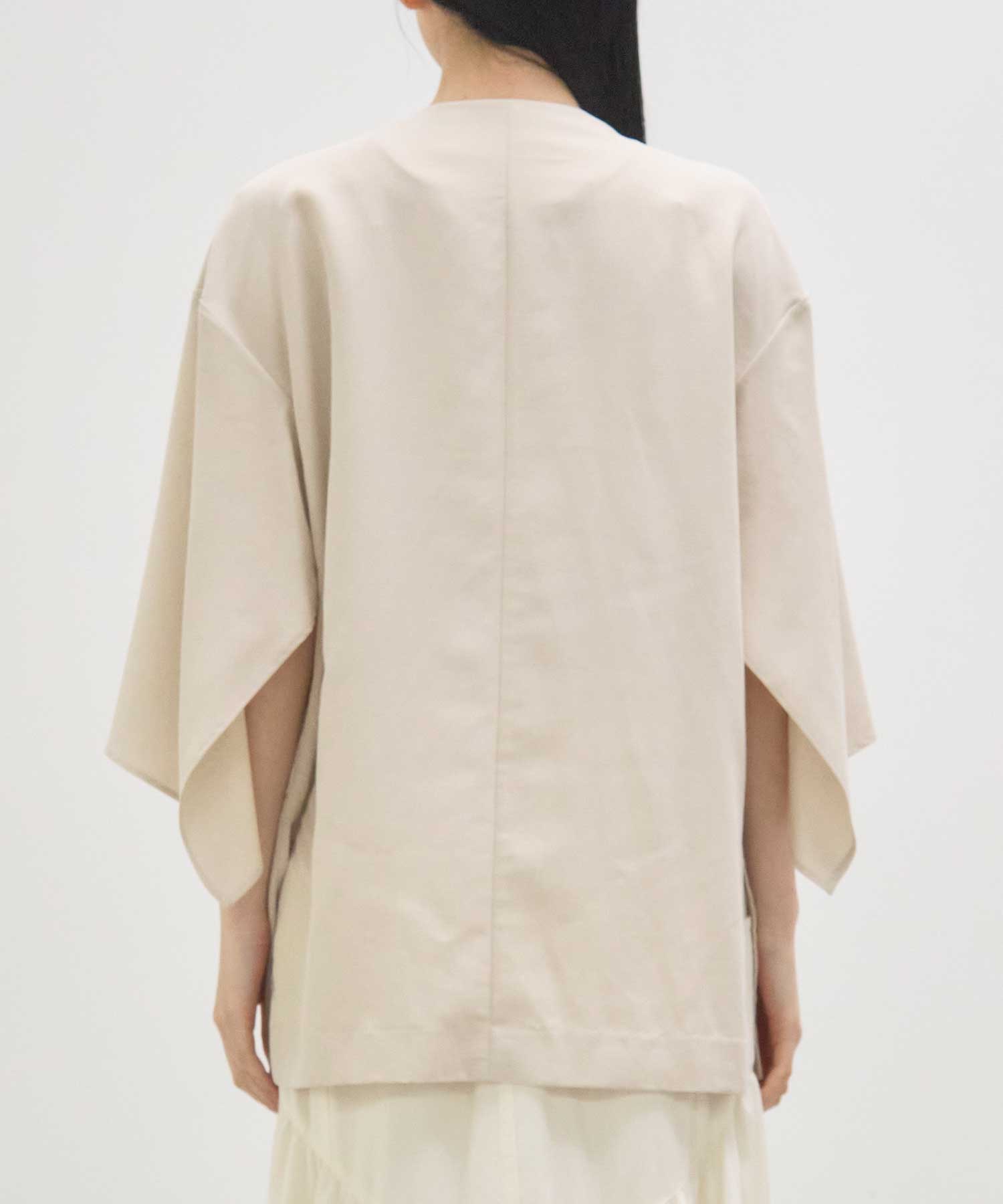 Liese panel sleeve shirt O.WHT AKIRANAKA