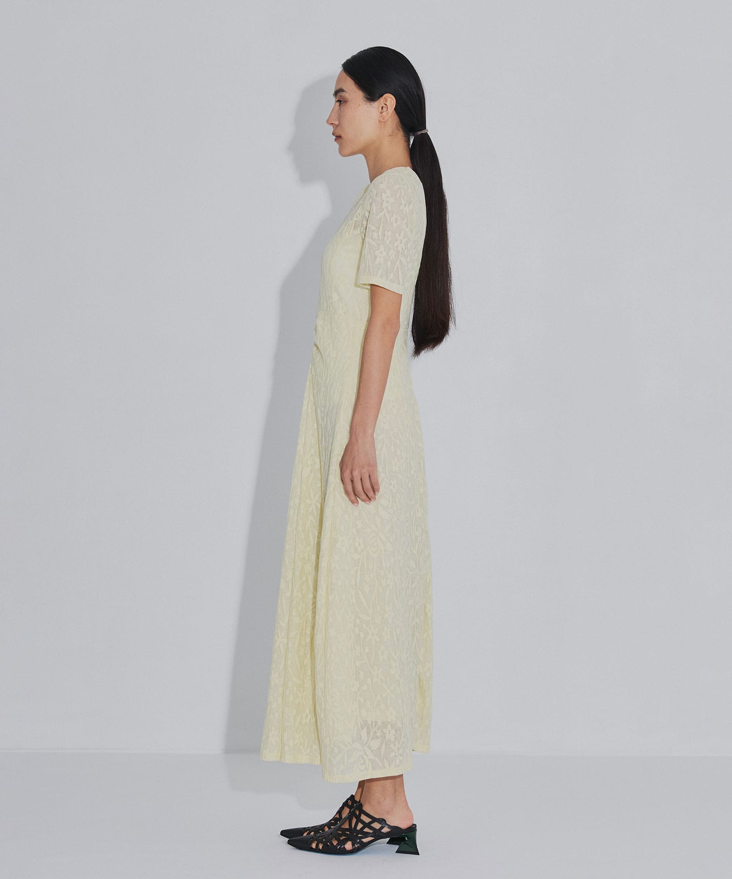 別注 FLOWER JACQUARD SHORT SLEEVE DRESS PHOTOCOPIEU