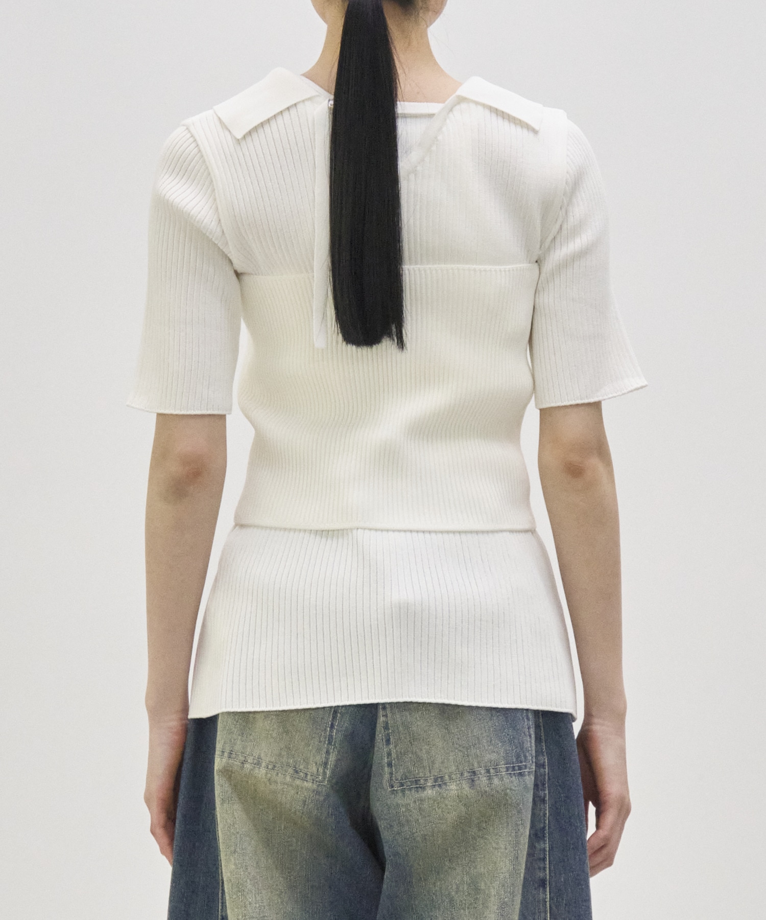 Bustier Combi  Harf Sleeve Knit Tops RITAN
