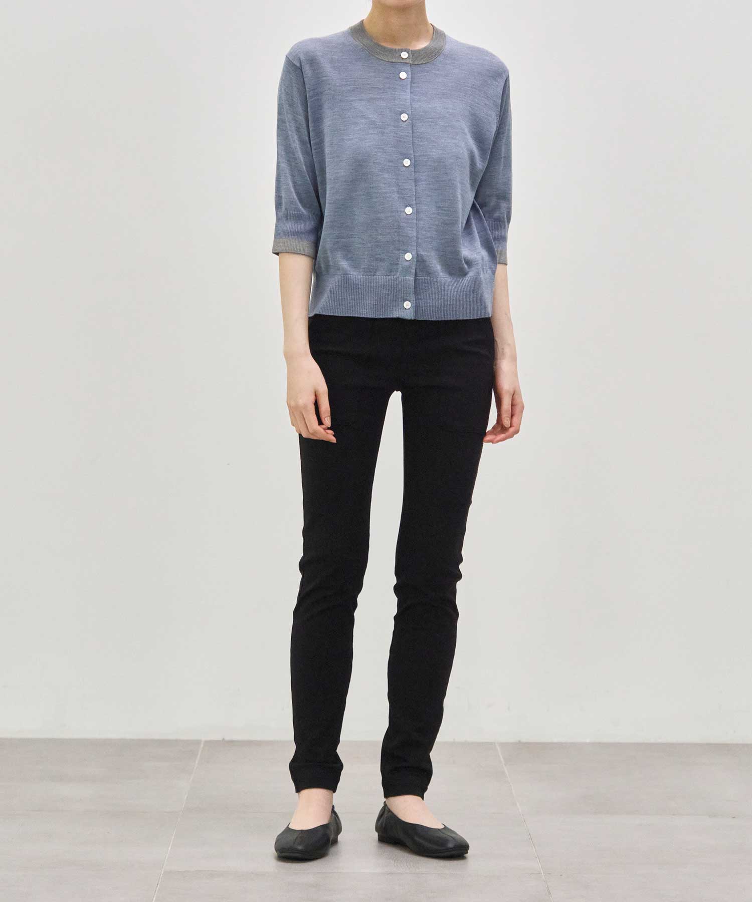 別注 Washable Silk Half Sleeve Cardigan CINOH