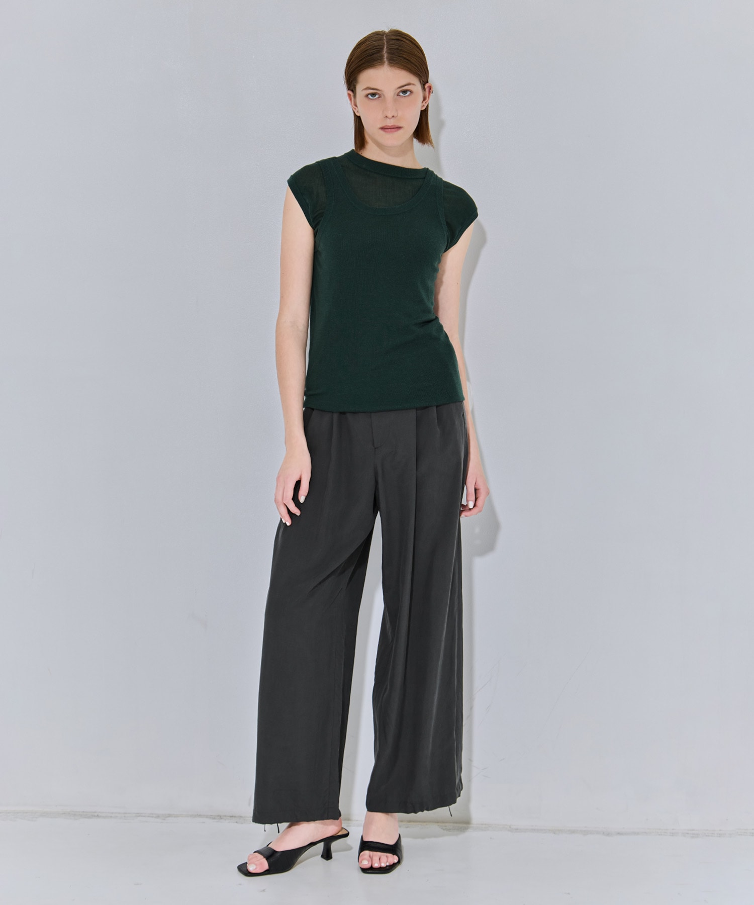 SILK SUEDE WIDE EASY PANTS ATON