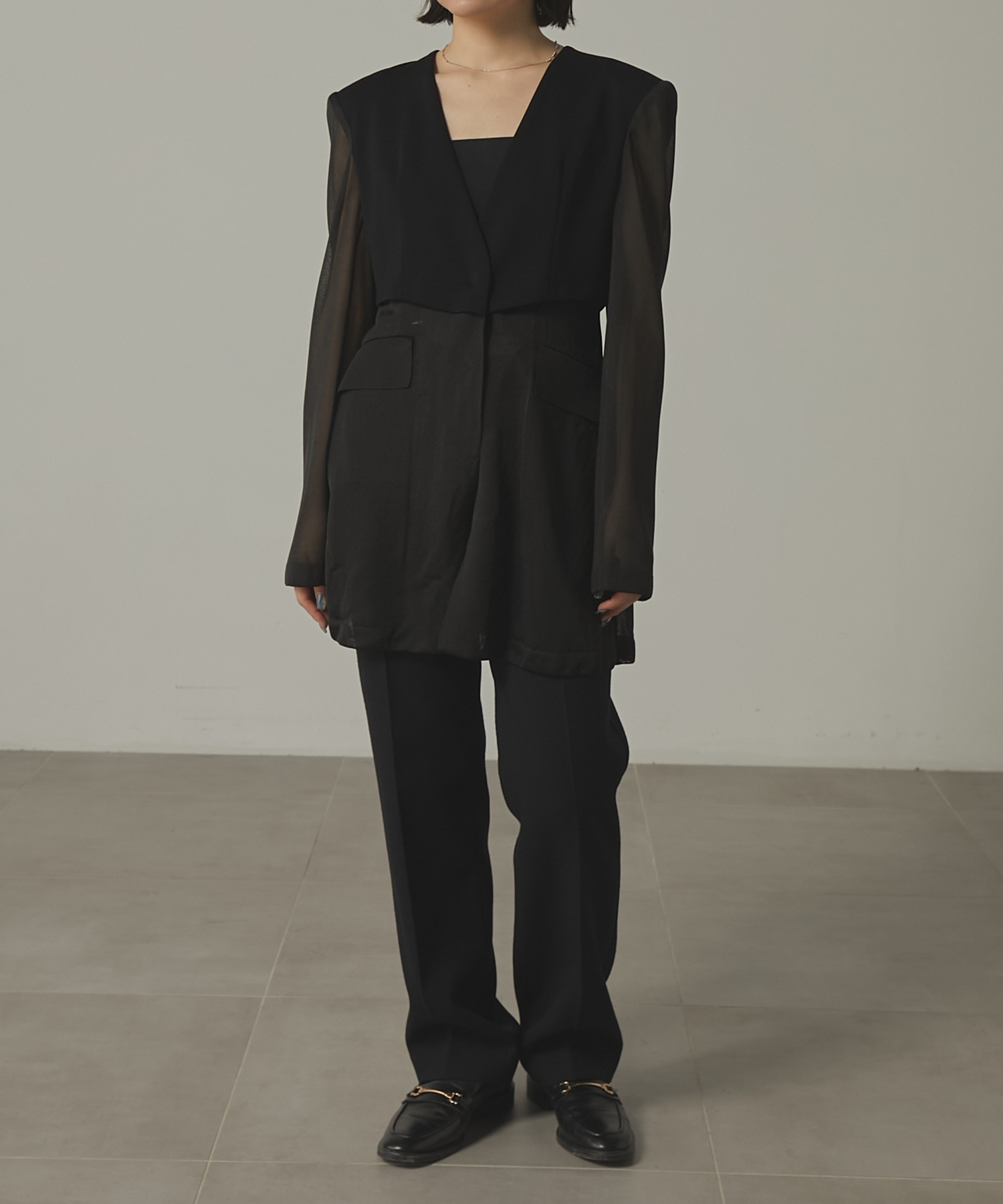 SHEER COMBINED KNIT JACKET FETICO