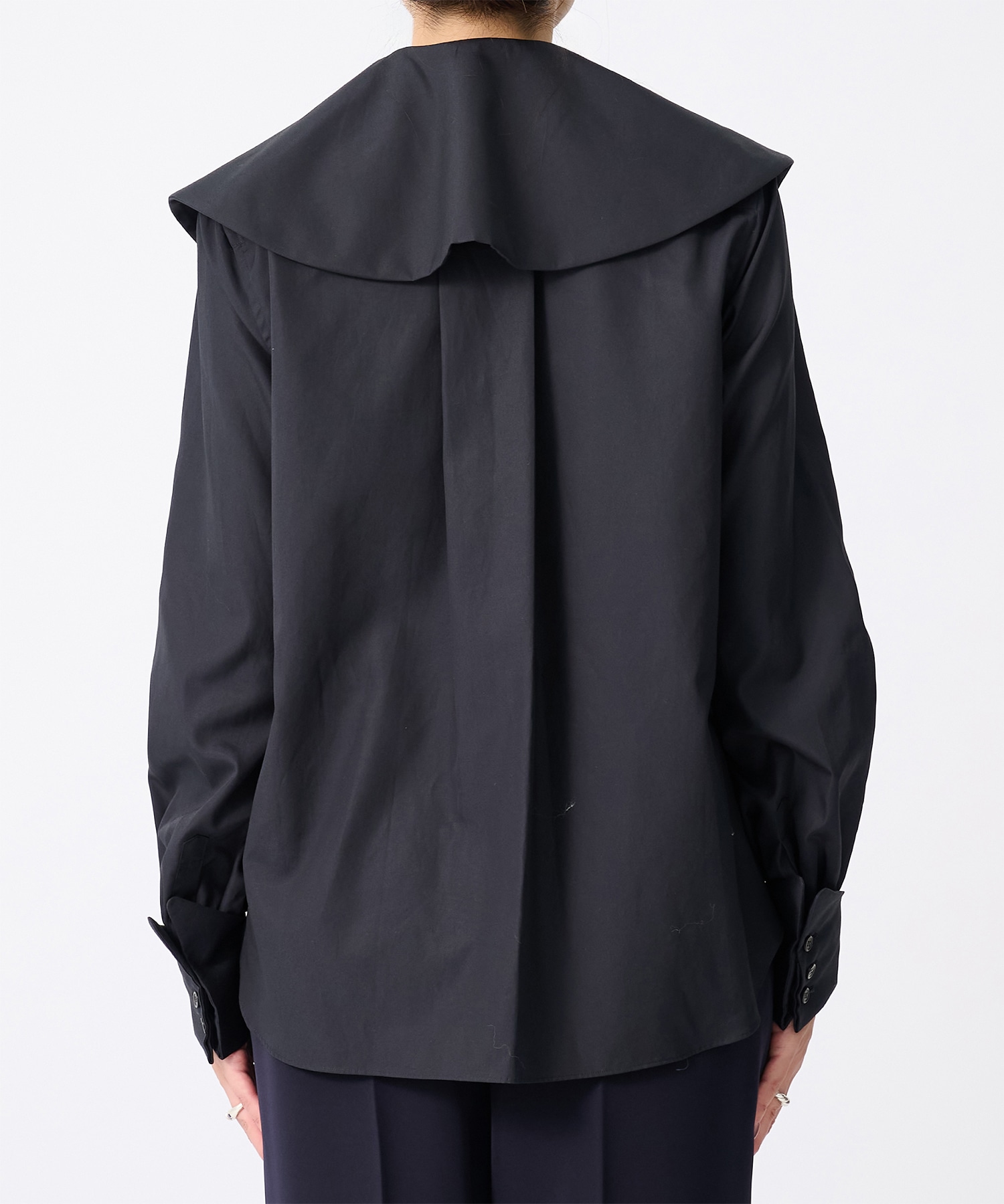 3P-B004-051 Flower Collar Shirt noir kei ninomiya