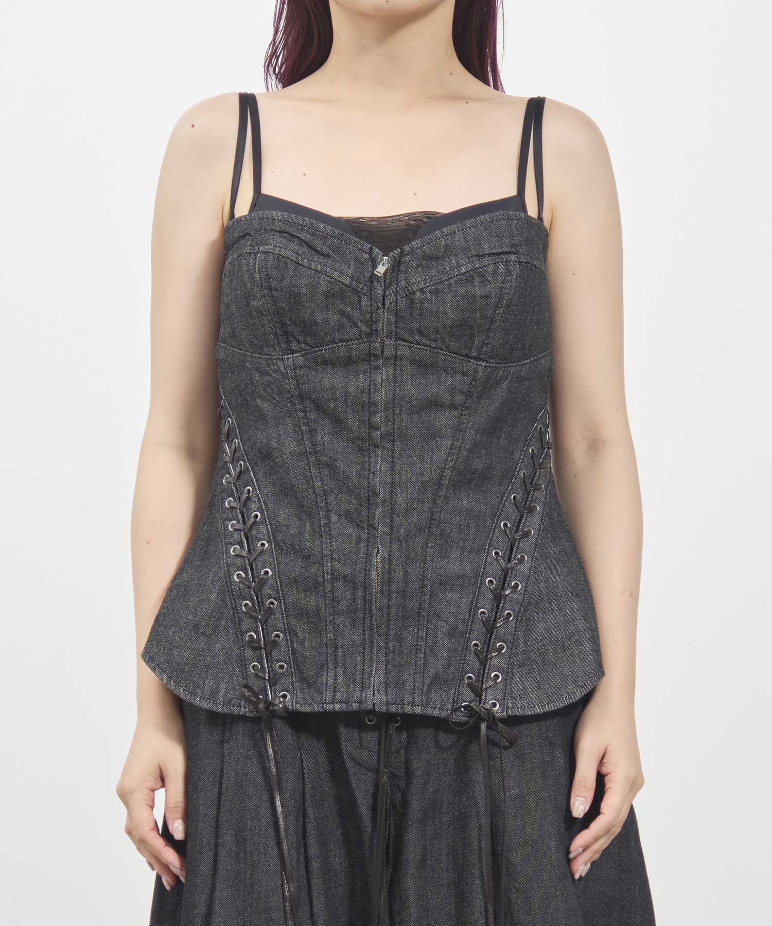 Lace up denim bustier FETICO