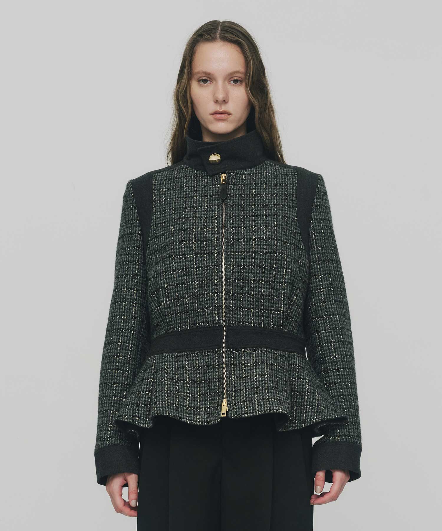 RERACS PEPLUM STAND COLLAR BLOUSON THE RERACS