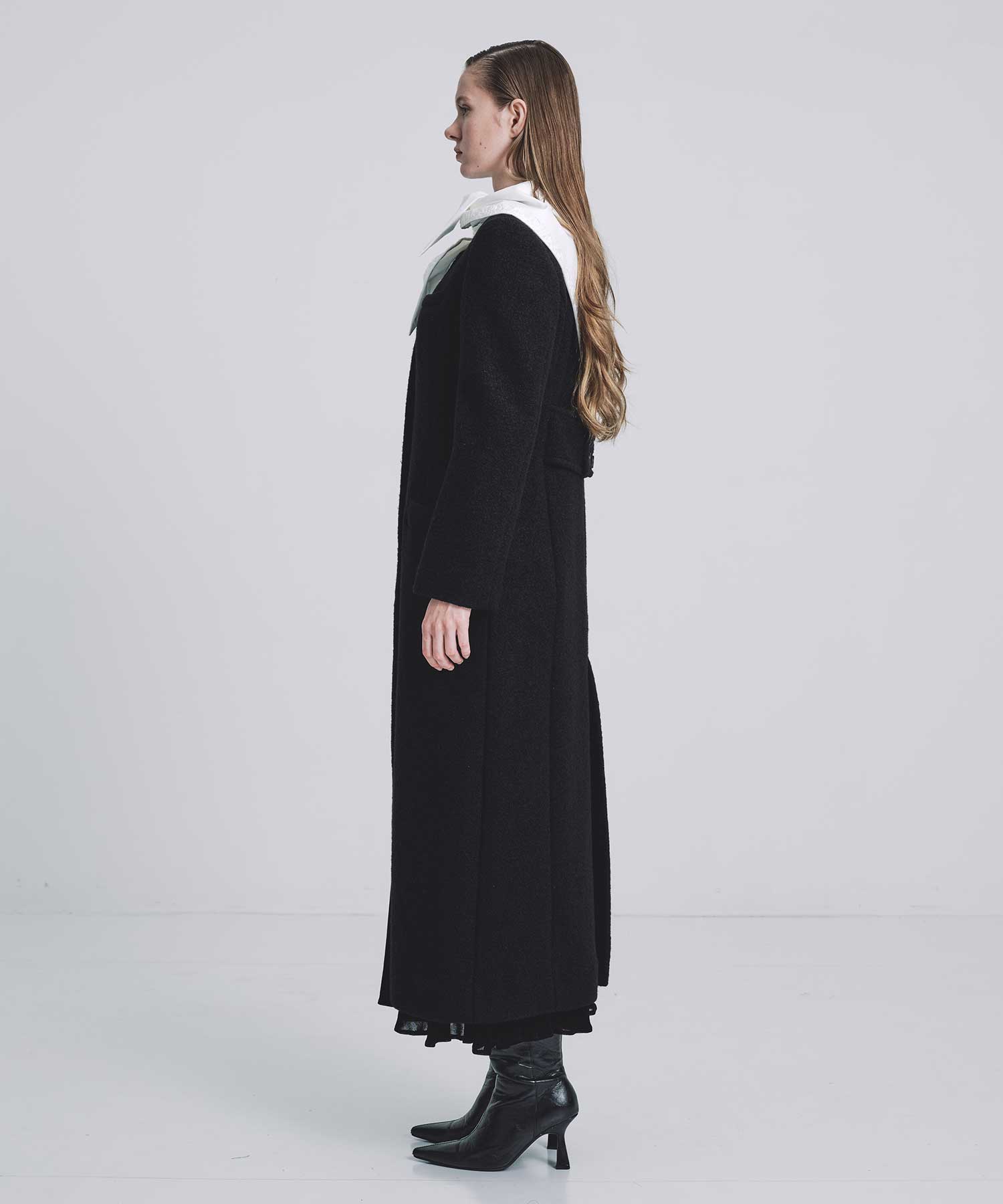 Single-breasted boucle wool coat FETICO
