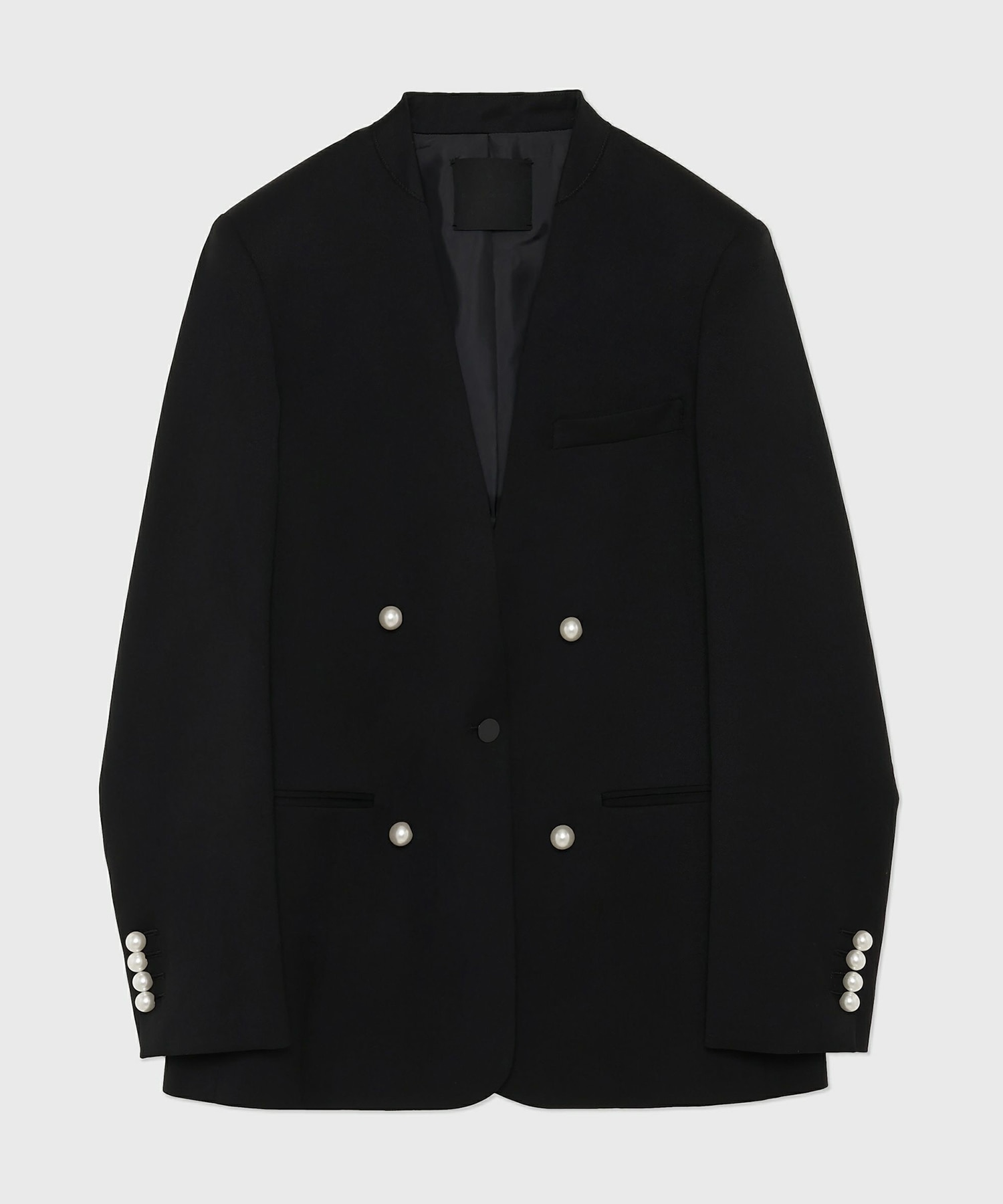 BLACK FORMAL NO COLLAR JACKET CINOH