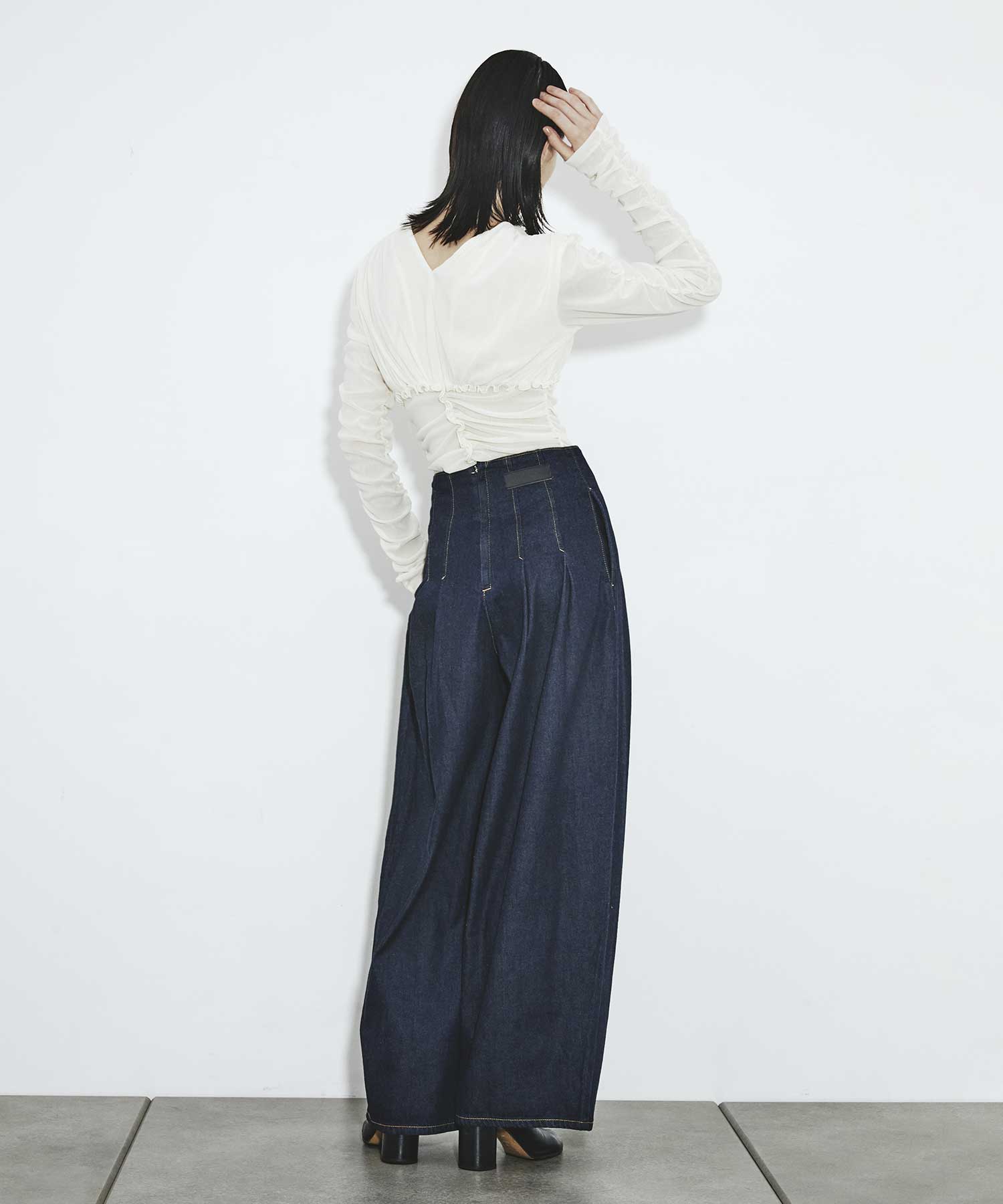 別注 Velvet tulle shirring bodysuit FETICO