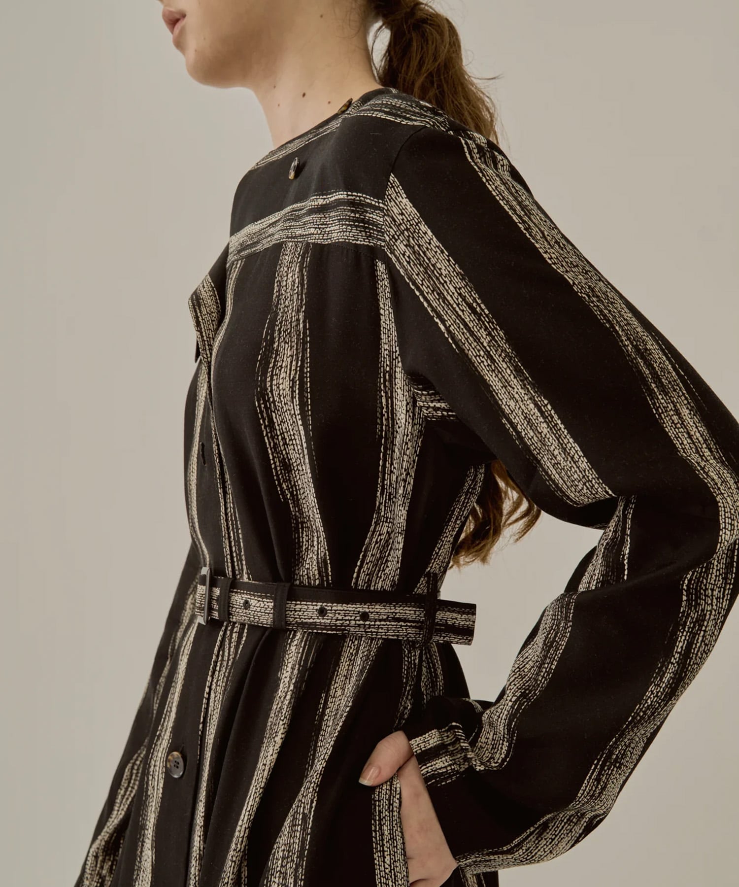 Stitch stripe dress BK AKIRANAKA