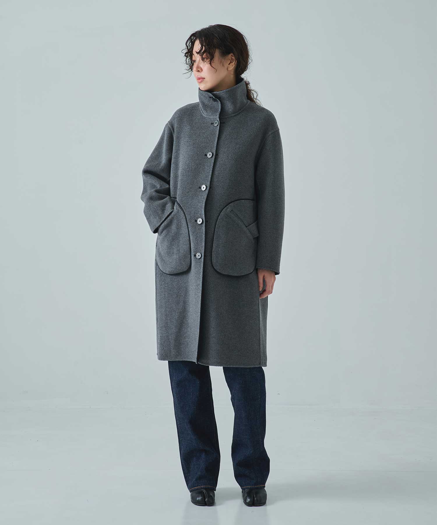 CASHMERE/SILK/WOOL STAND OVER COAT THE TOKYO