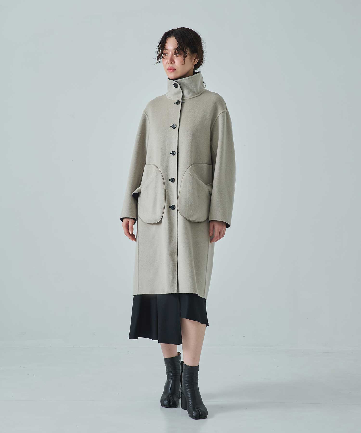 CASHMERE/SILK/WOOL STAND OVER COAT THE TOKYO