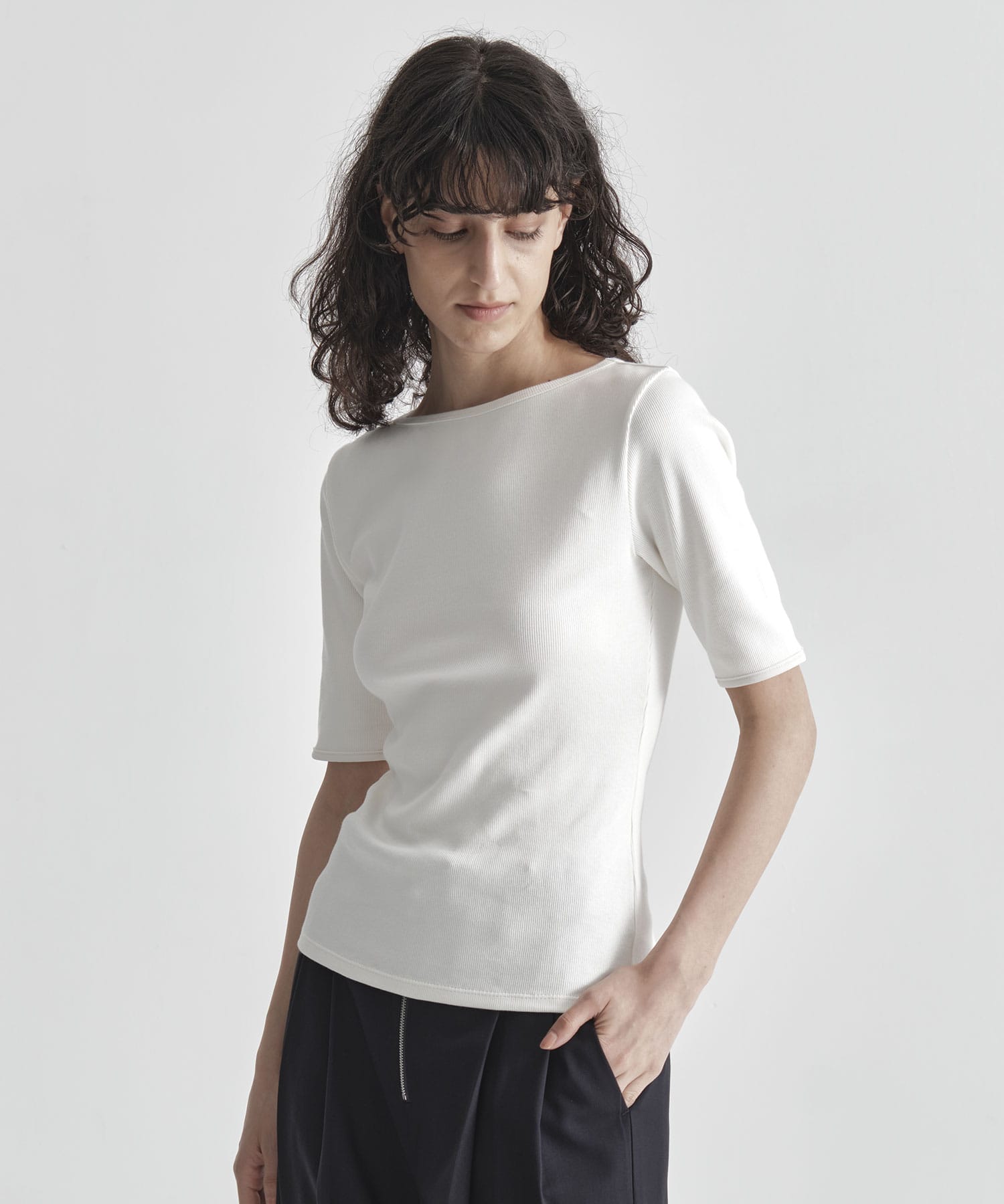 Boat Neck Rib Top THE TOKYO