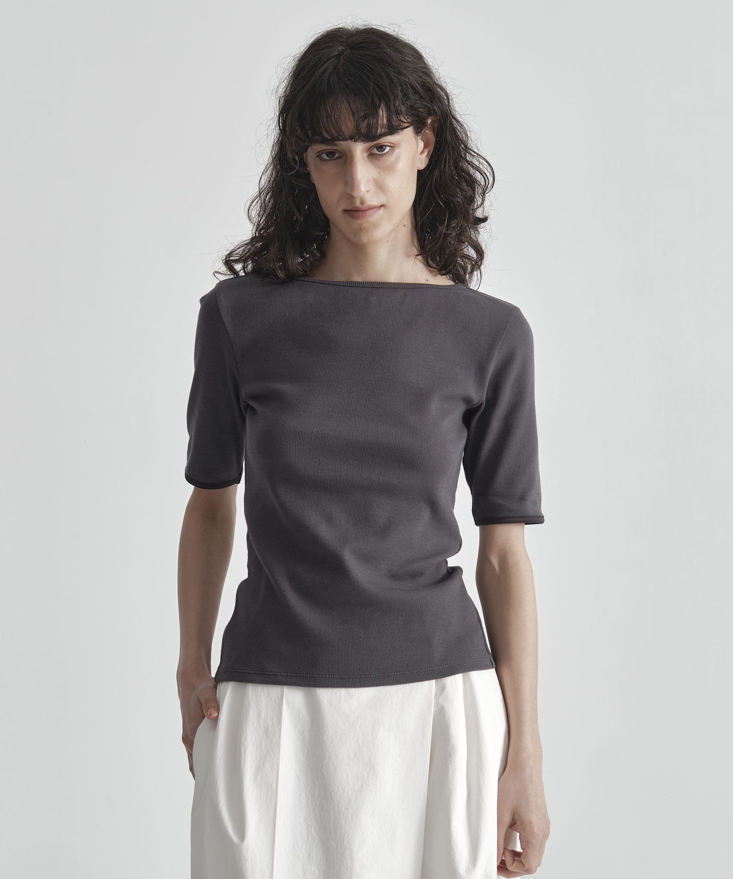 Boat Neck Rib Top THE TOKYO