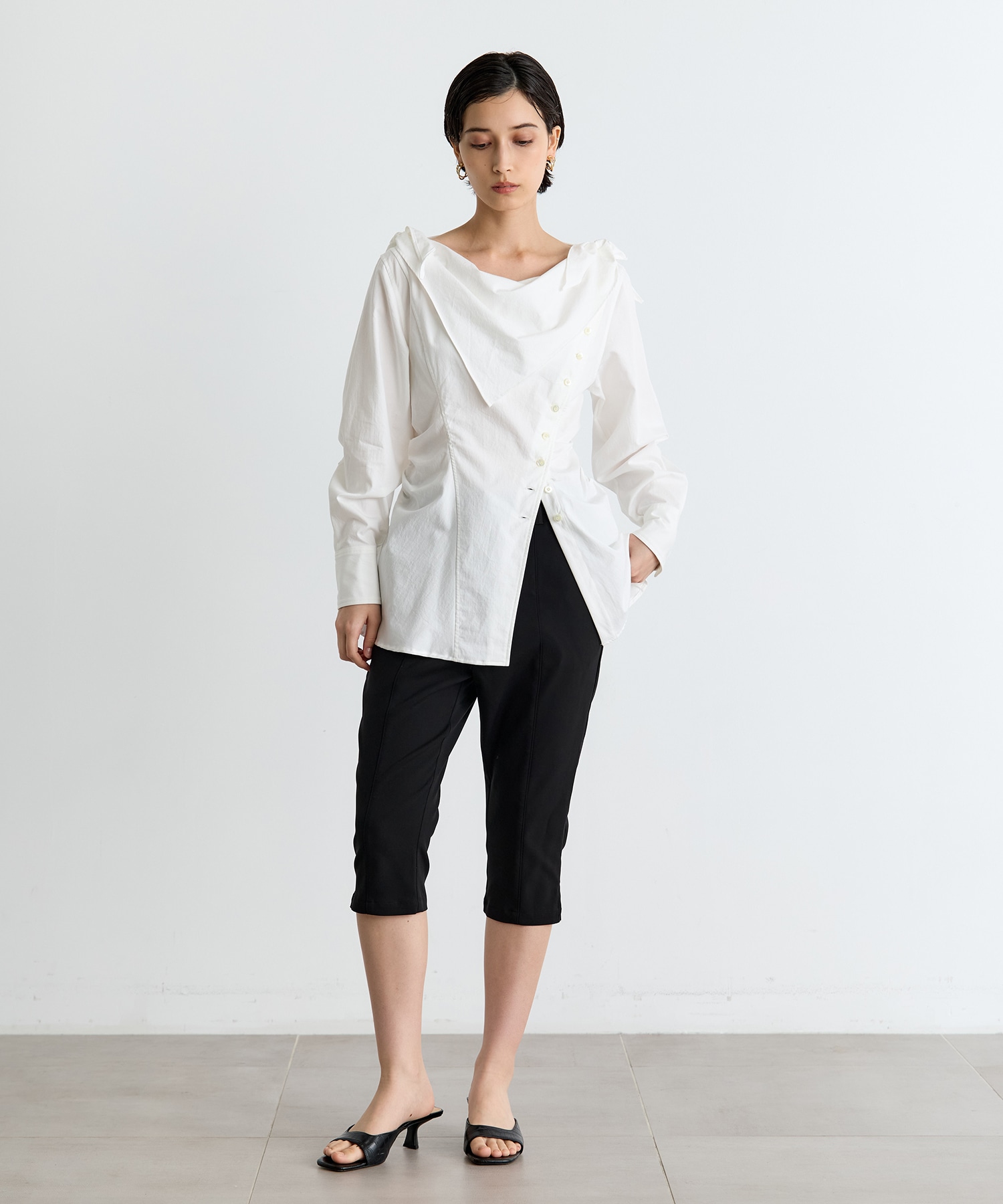 ORGANIC COTTON SCARF COLLAR BLOUSE FETICO