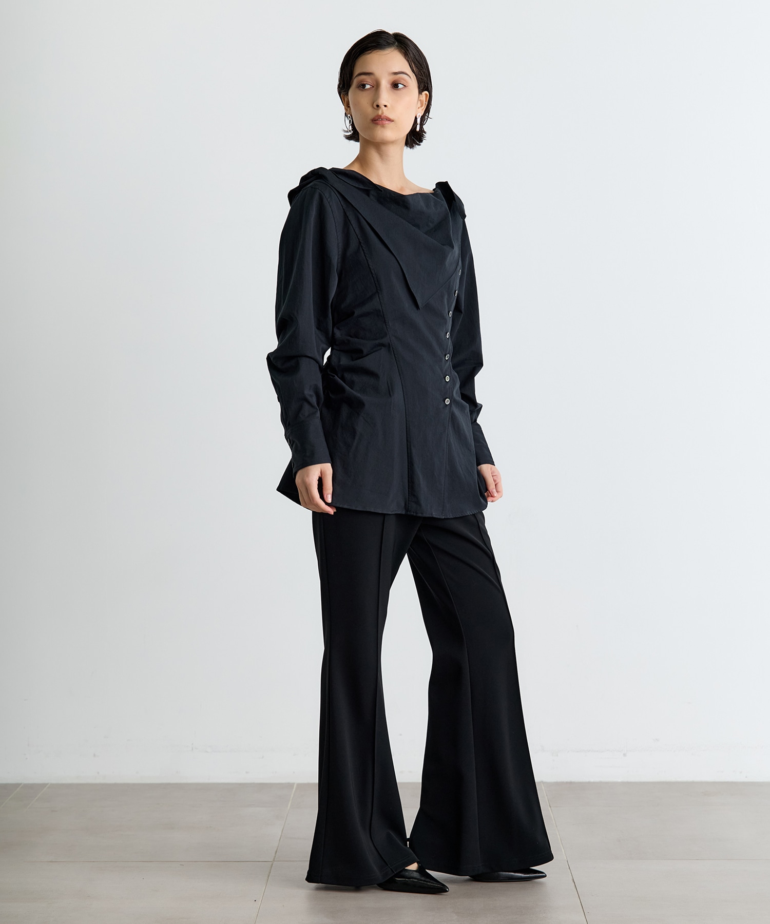 ORGANIC COTTON SCARF COLLAR BLOUSE FETICO
