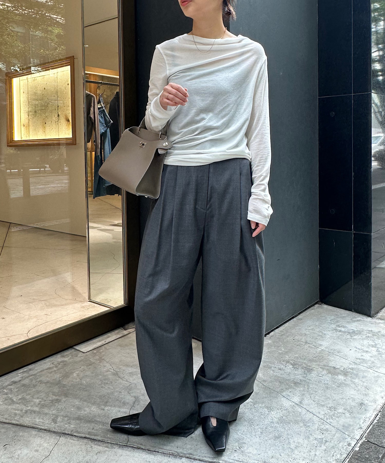 別注 Cashmere blend Asymmetry Tops IIROT