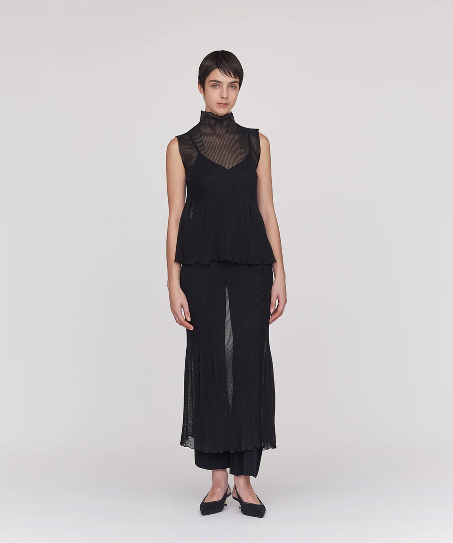 HYPHA LUCENT GLITTER SLEEVELESS BUST FLARE TOP CFCL